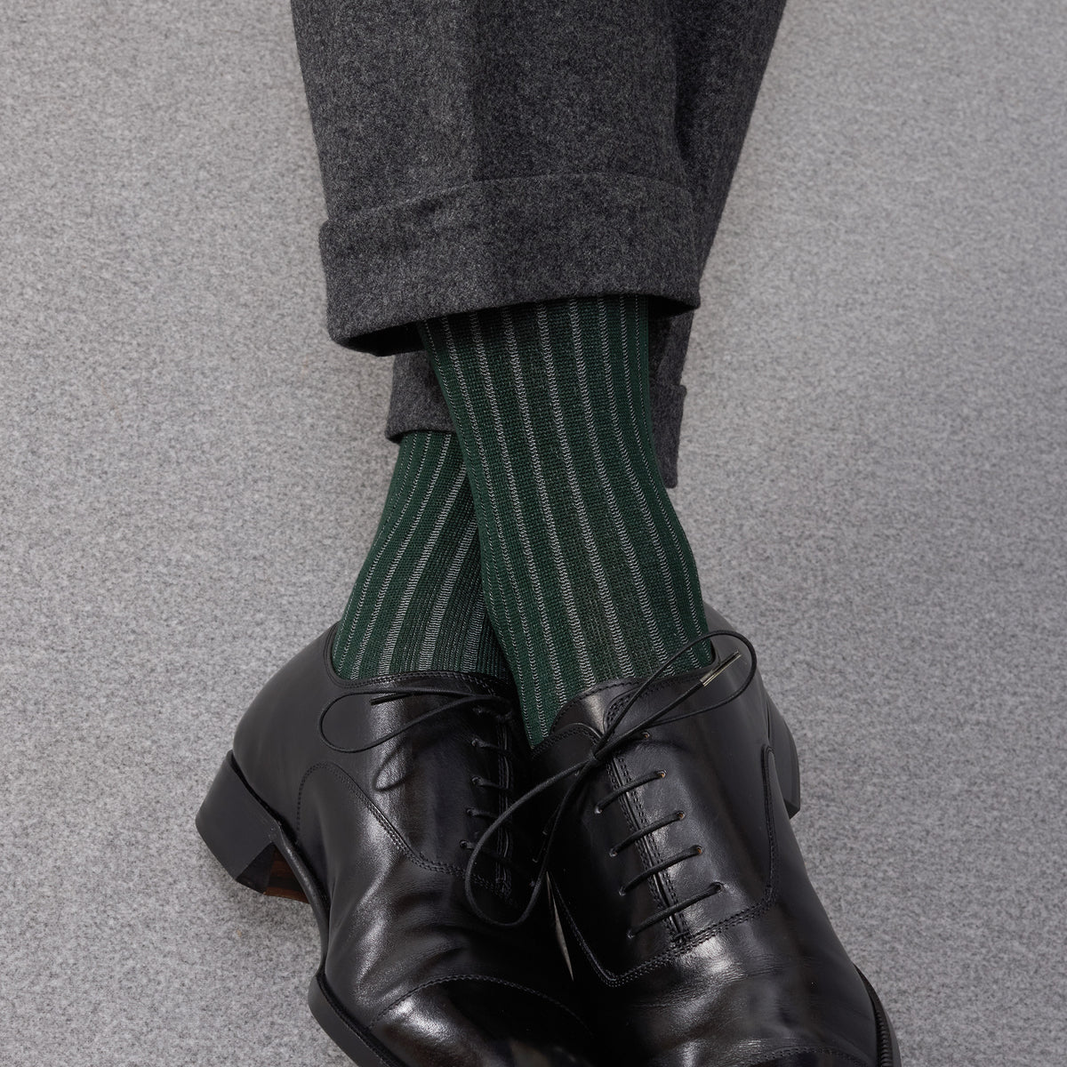 Knee-high | Academy Green & Light Gray - Super-strong Cotton Lisle