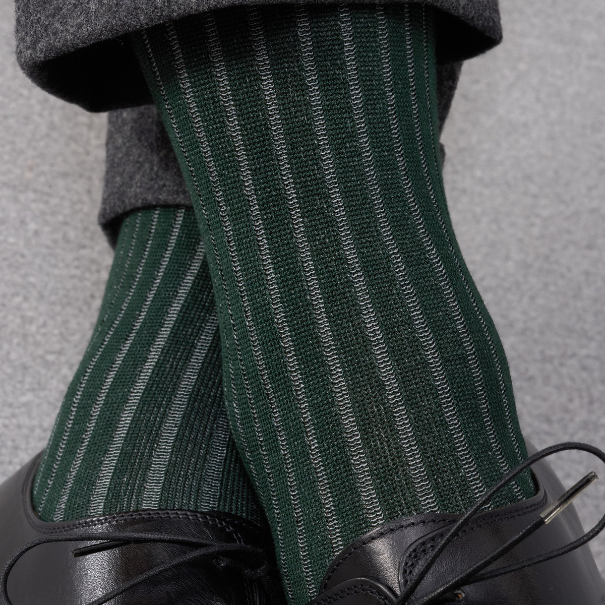 Knee-high | Academy Green & Light Gray - Super-strong Cotton Lisle