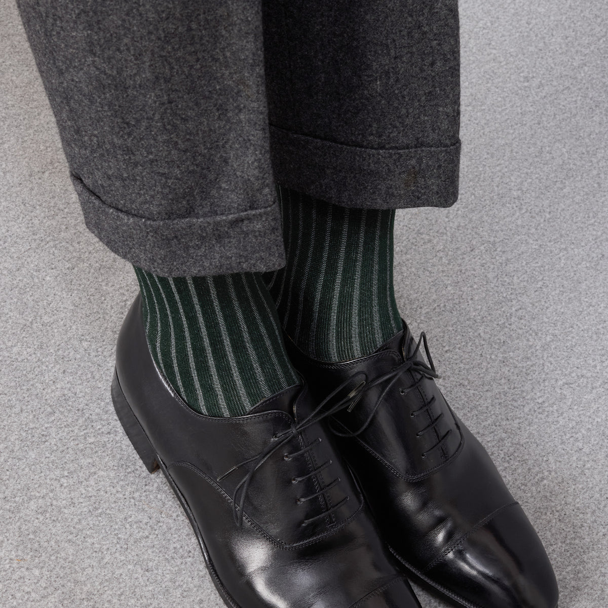 Knee-high | Academy Green & Light Gray - Super-strong Cotton Lisle