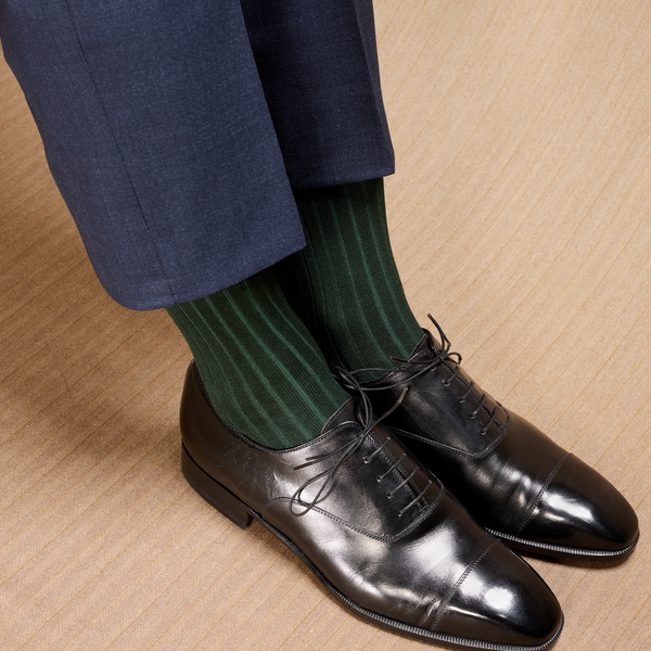 Academy green knee-high socks - Super-strong Cotton lisle - Mazarin