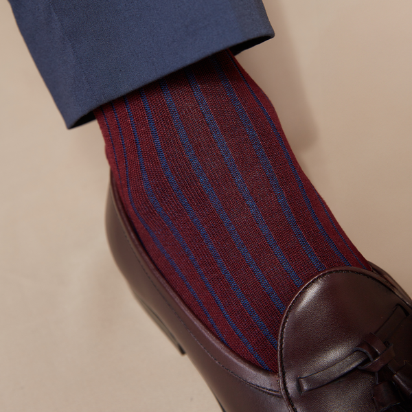 burgundy dress socks men & blue striped - Super-strong Cotton lisle - Mazarin gifts200_25 stately colors paired with Tamanhos:XL Sexy A Line Straps