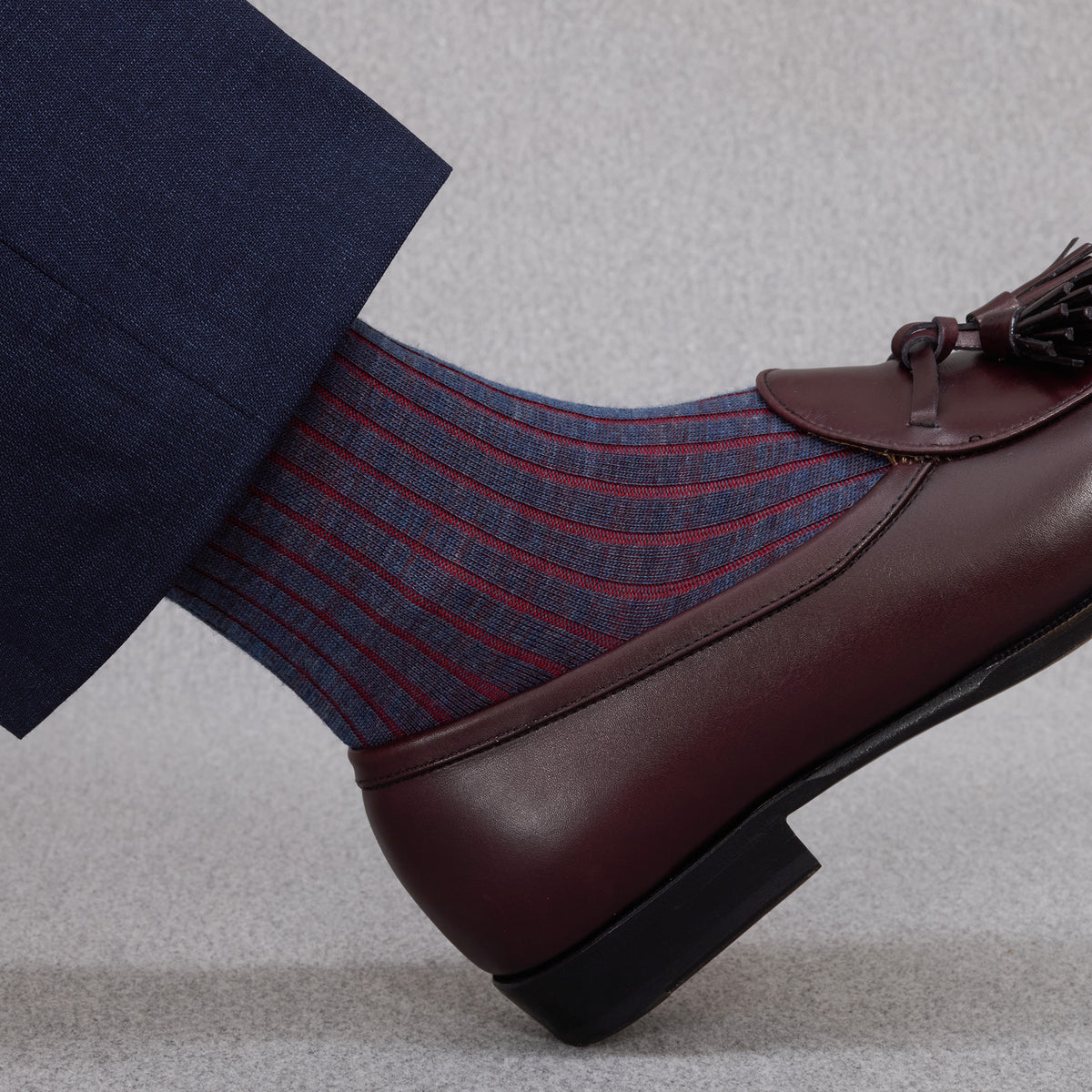 Chaussettes | Bleu acier & Rouge - Super-solide laine mérinos