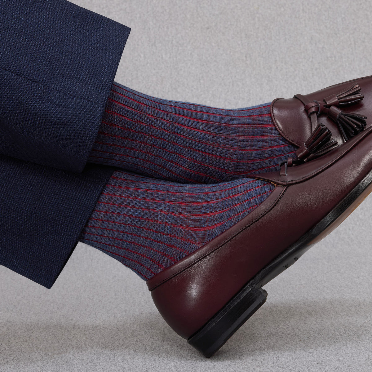 Chaussettes | Bleu acier & Rouge - Super-solide laine mérinos