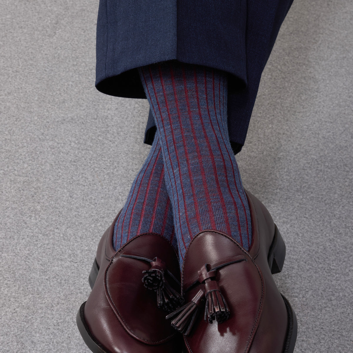 Chaussettes | Bleu acier & Rouge - Super-solide laine mérinos