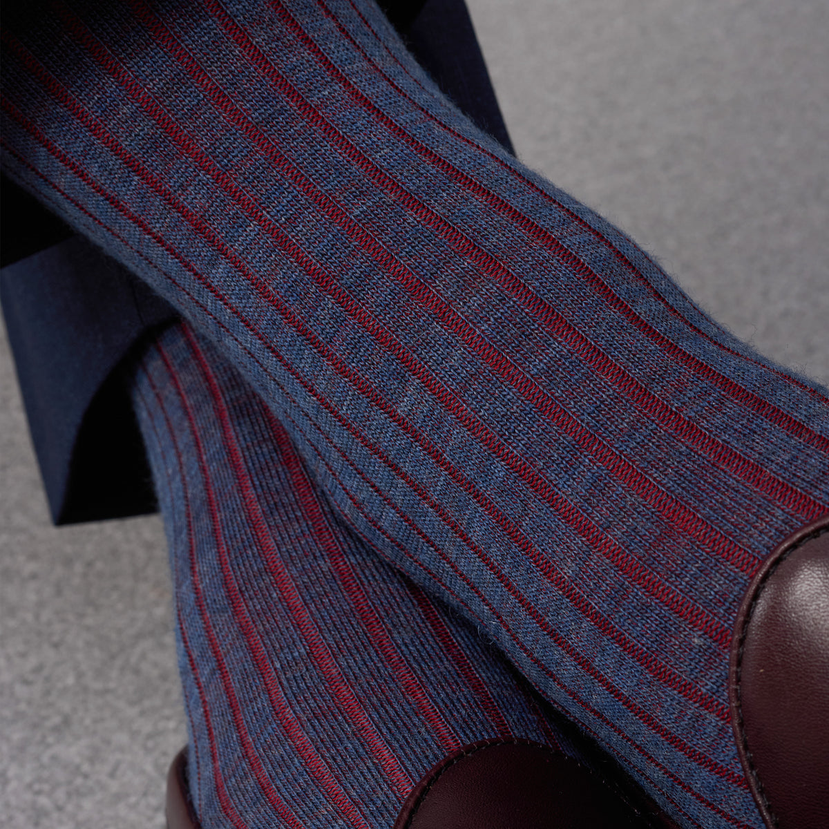 Chaussettes | Bleu acier & Rouge - Super-solide laine mérinos