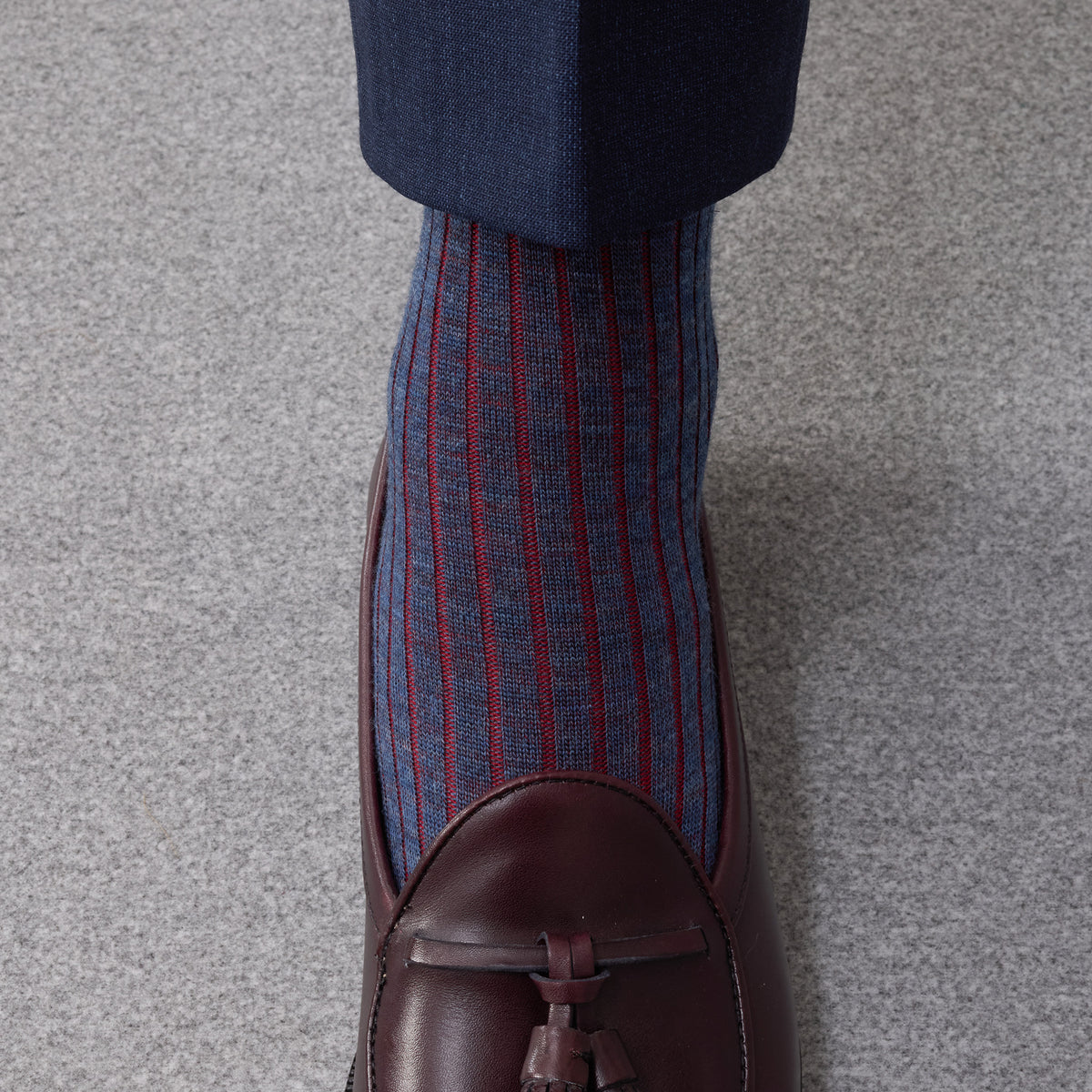 Chaussettes | Bleu acier & Rouge - Super-solide laine mérinos