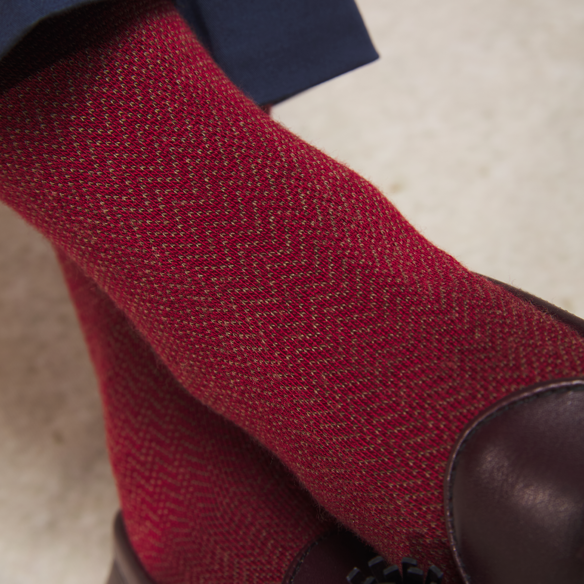 Rouge grenat & Taupe - Chevrons - Super-solide Laine - Mazarin X Scavini