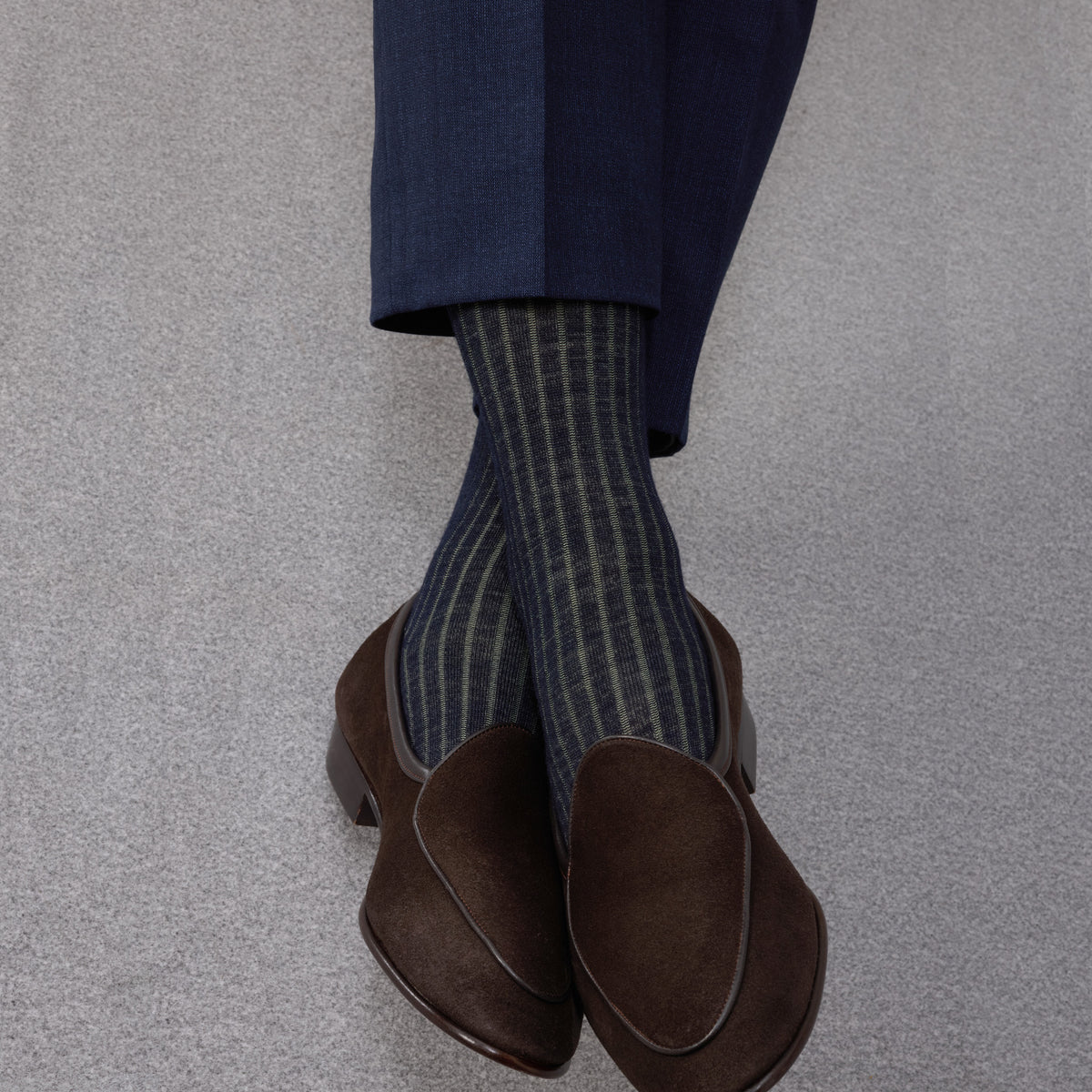 Chaussettes | Bleu marine & Vert sauge - Super-solide laine mérinos