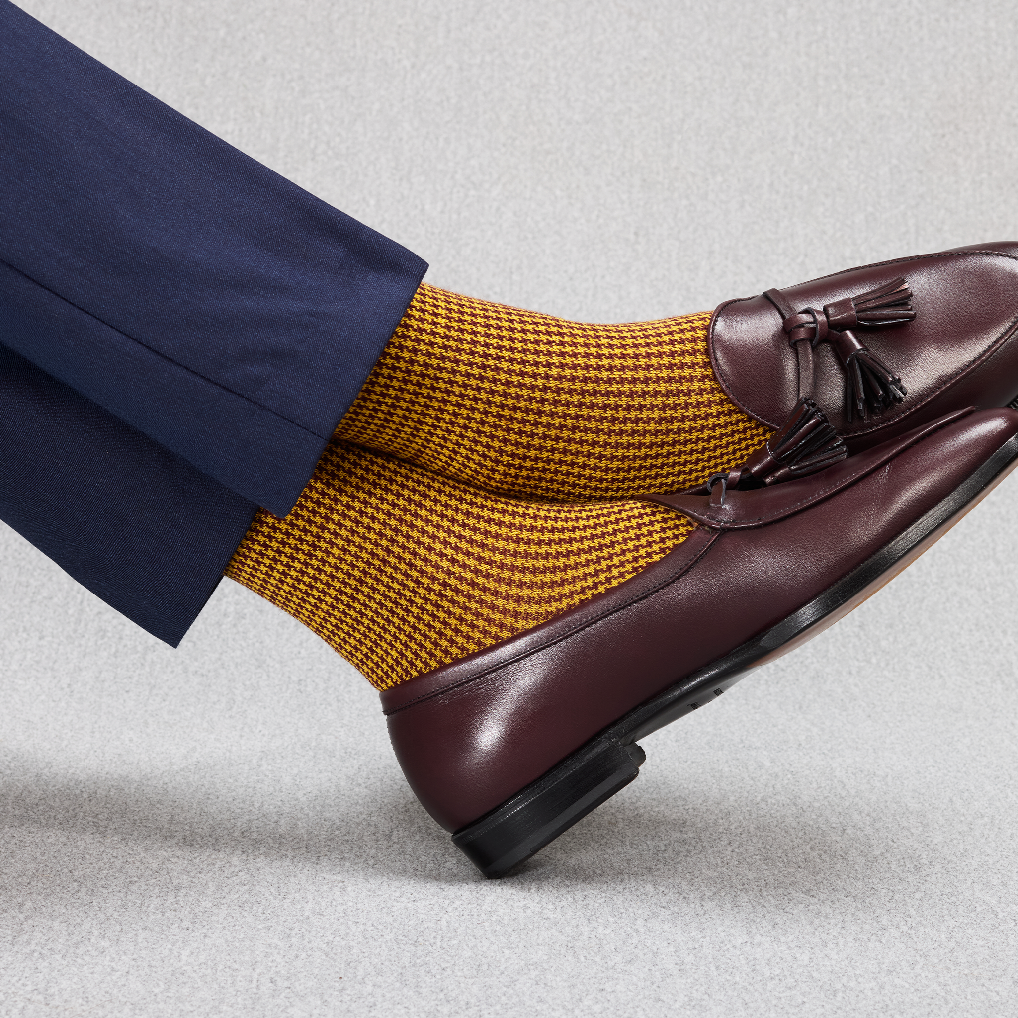 Senf & Bordeaux - Hahnentritt - Super-Solid Wolle