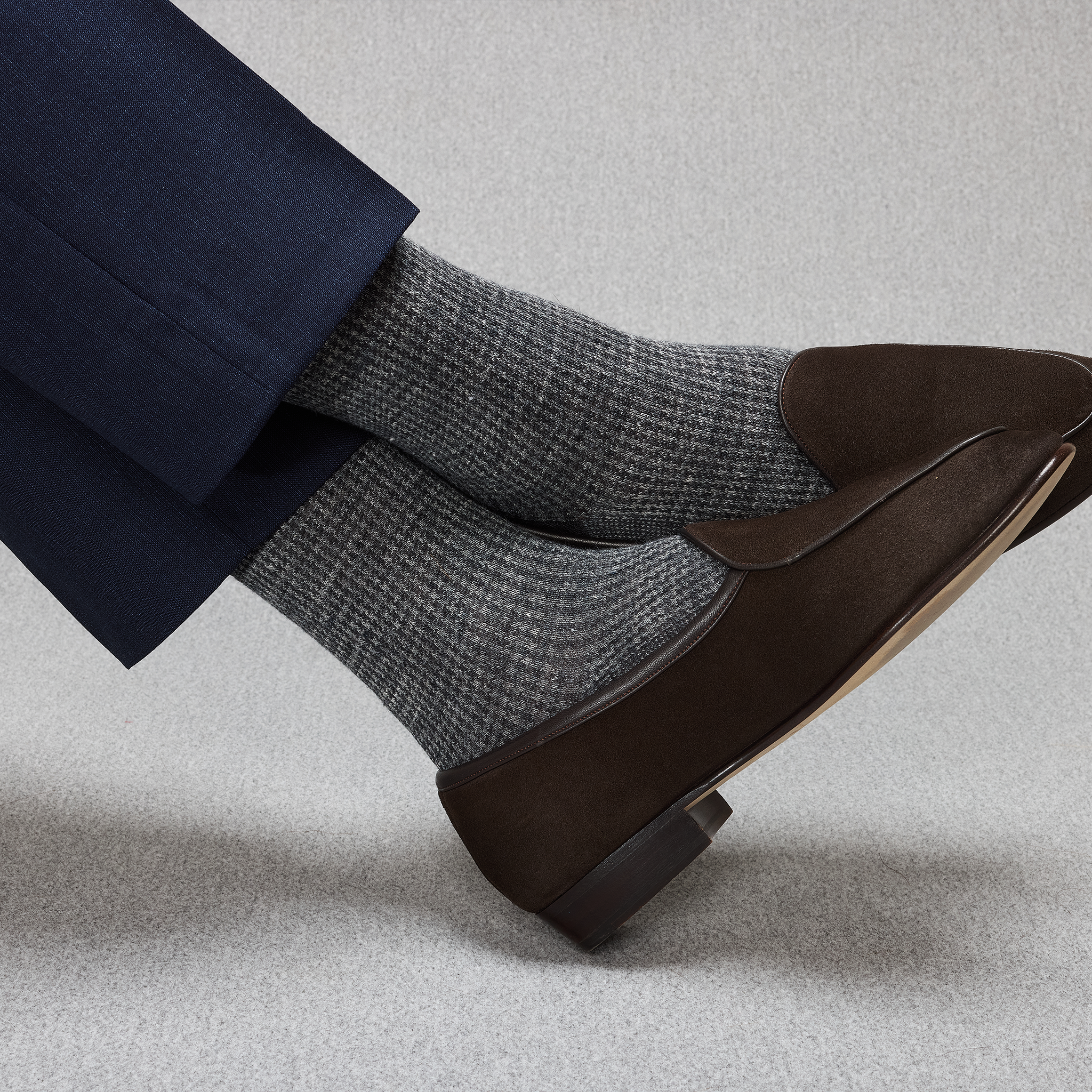 Anthracite & Gris clair - Pied-de-poule - Lin - Mazarin X Scavini