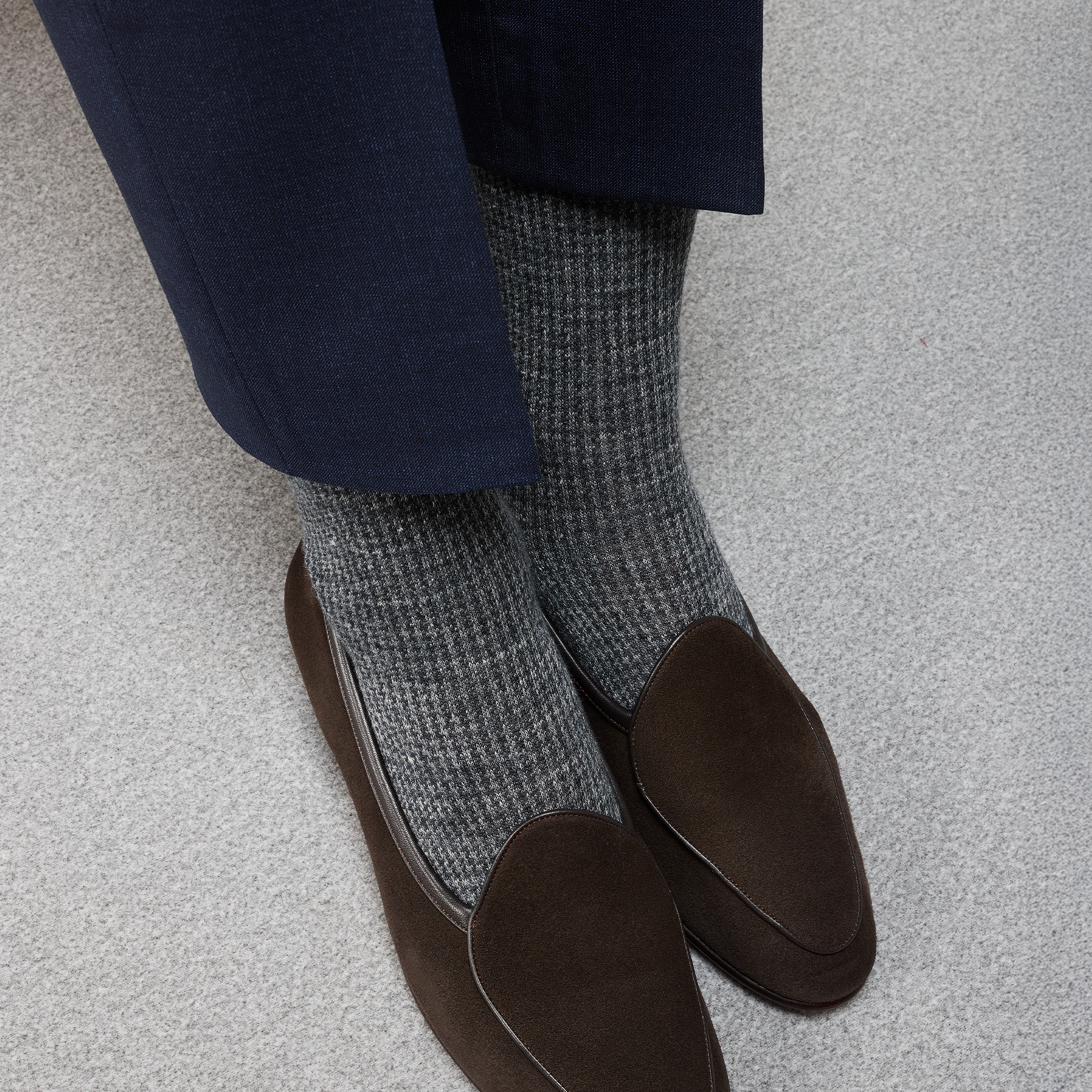 Anthracite & Gris clair - Pied-de-poule - Lin - Mazarin X Scavini