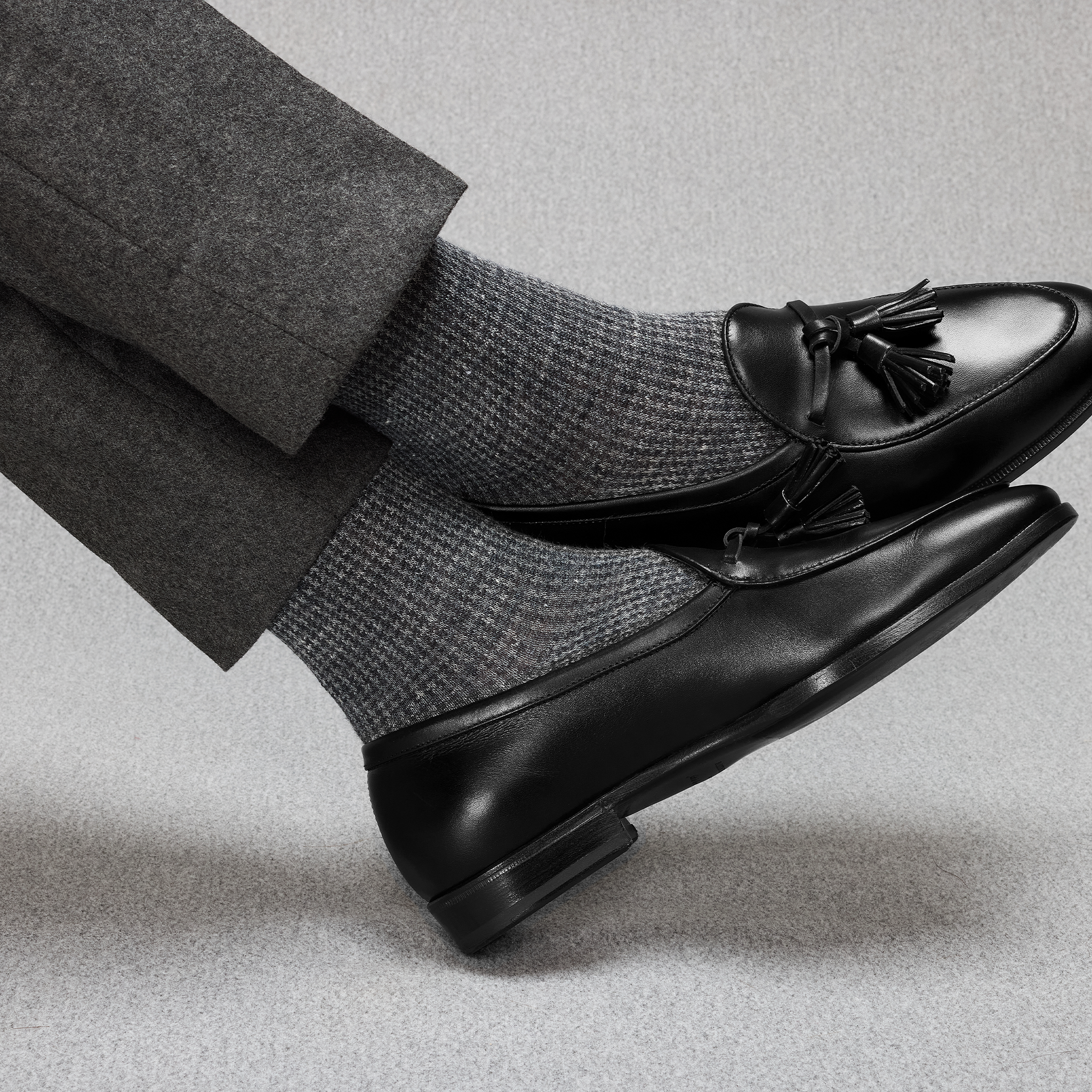 Anthracite & Gris clair - Pied-de-poule - Lin - Mazarin X Scavini