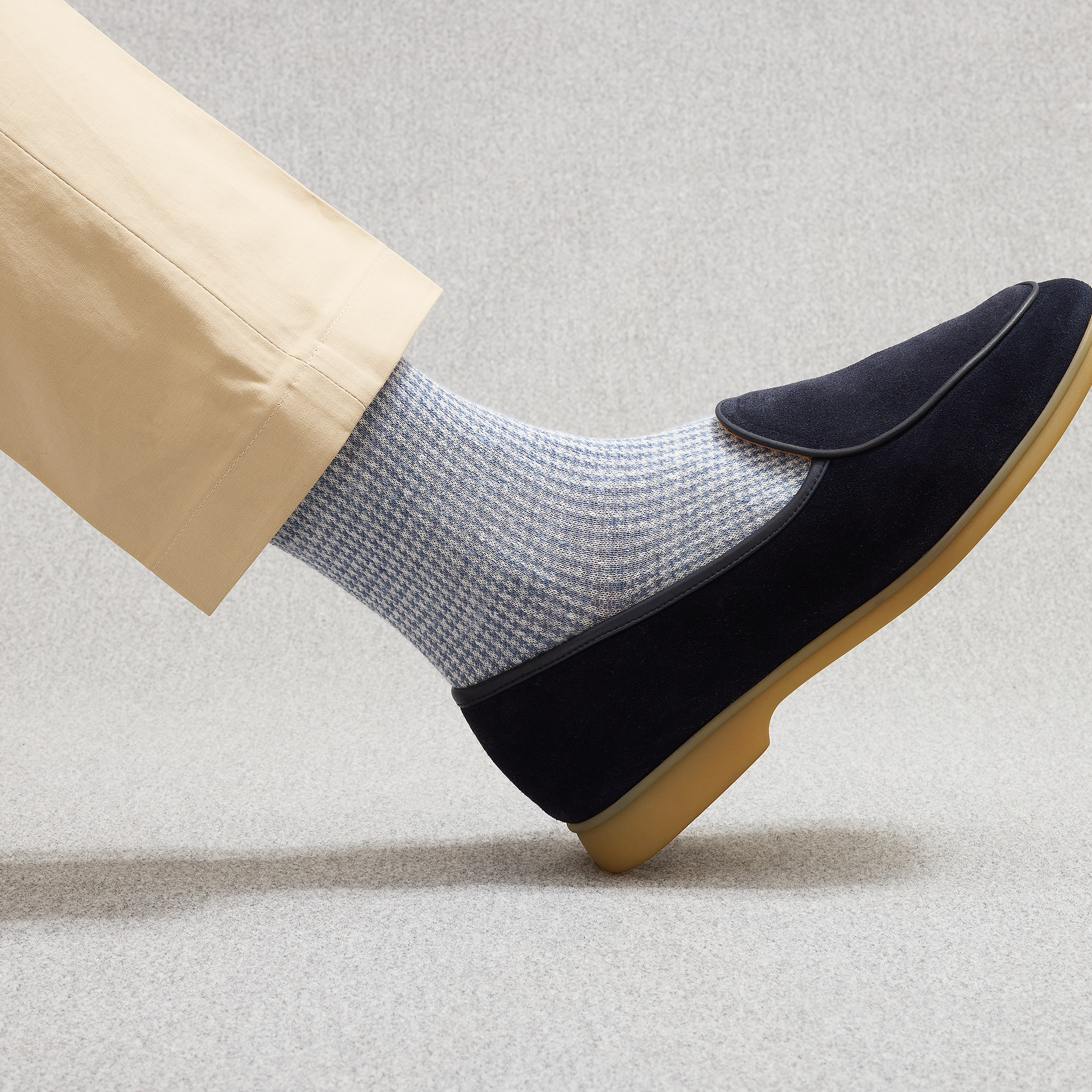 Himmelblau & Off-White – Hahnentritt – Leinen – Mazarin X Scavini