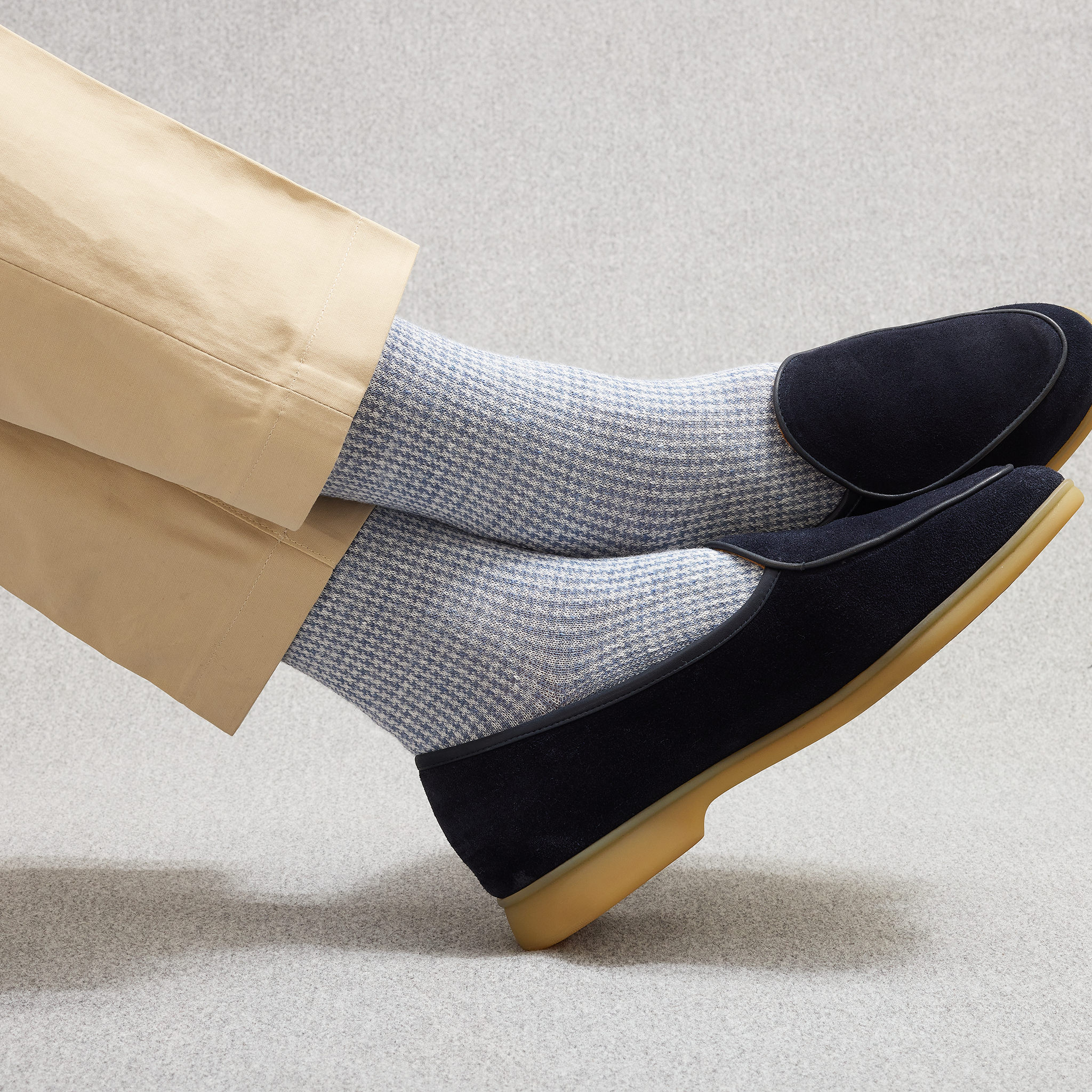 Himmelblau & Off-White – Hahnentritt – Leinen – Mazarin X Scavini