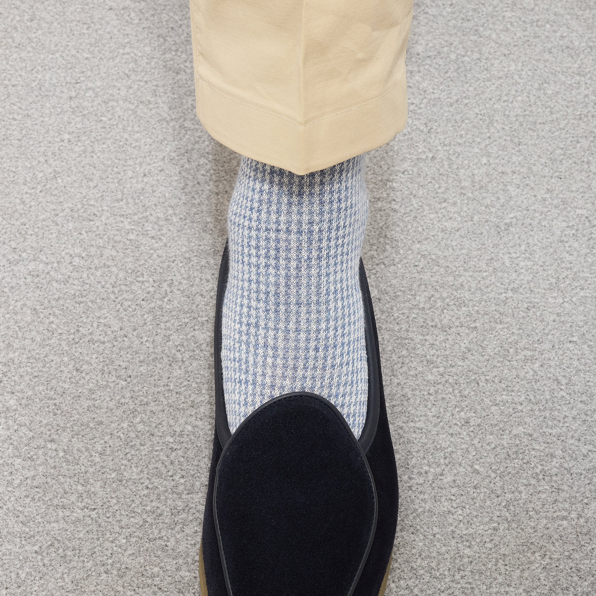 Himmelblau & Off-White – Hahnentritt – Leinen – Mazarin X Scavini