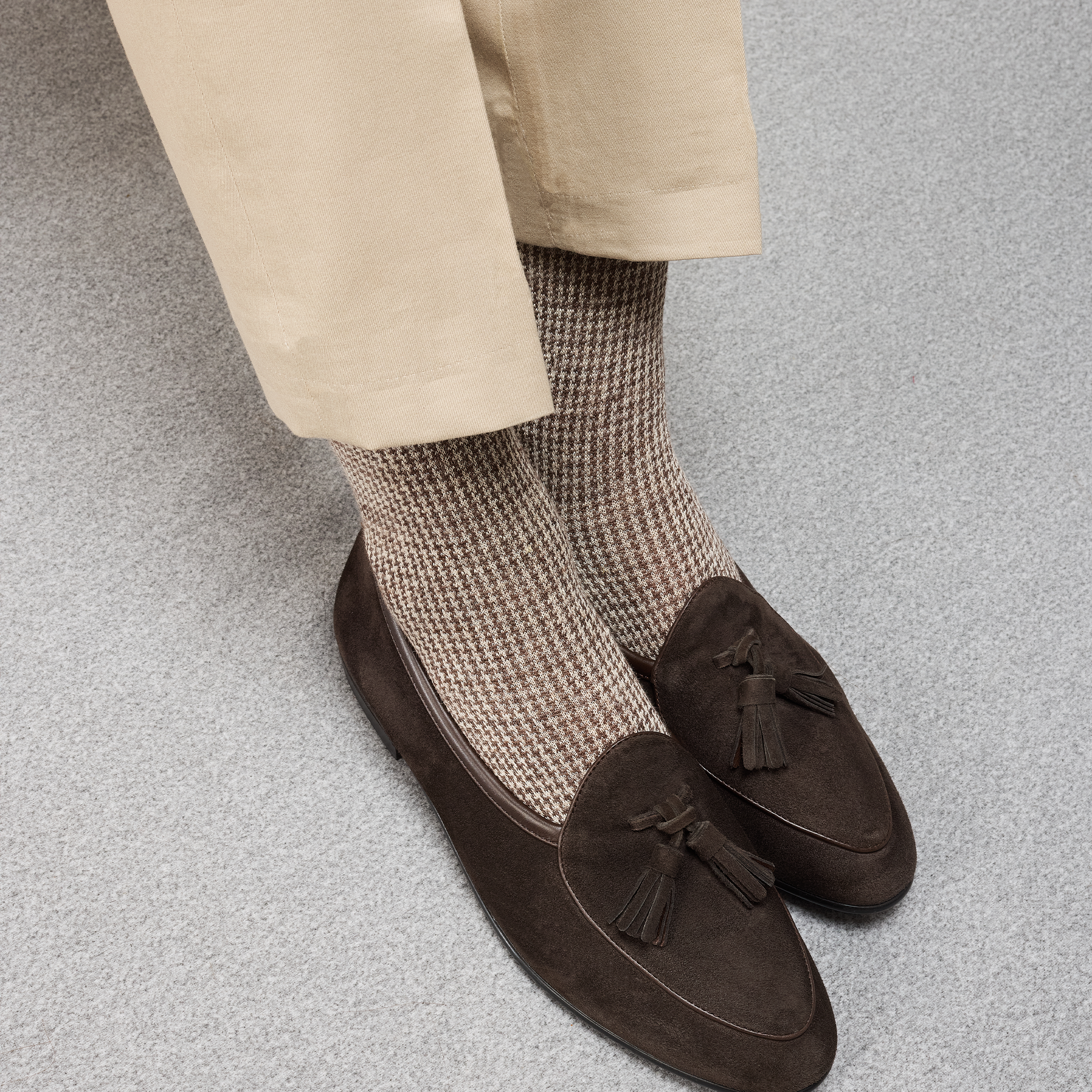 Braun & Beige - Hahnentritt - Leinen - Mazarin X Scavini
