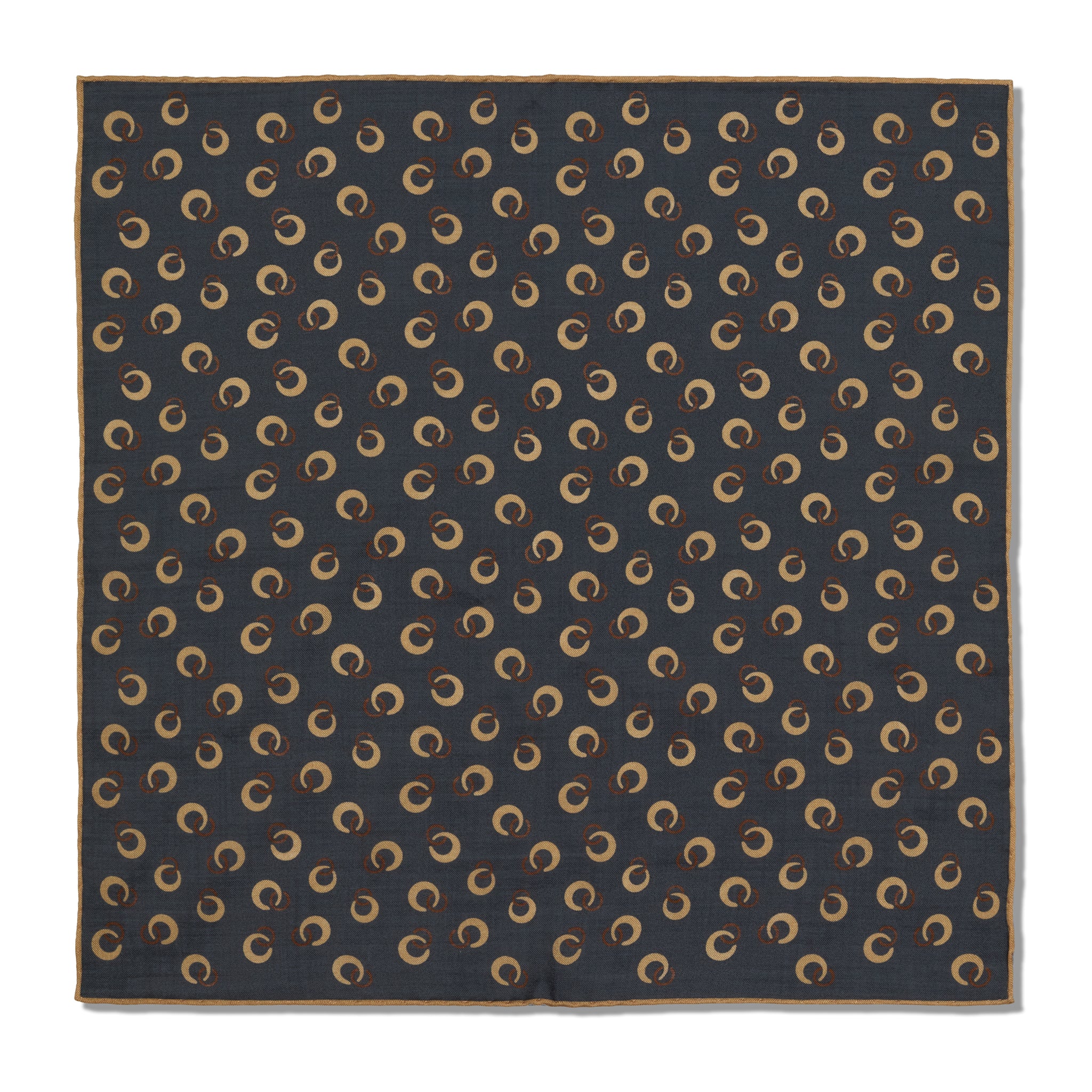 Einstecktuch Grau & Beige - Ringmotiv - Wolle & Seide