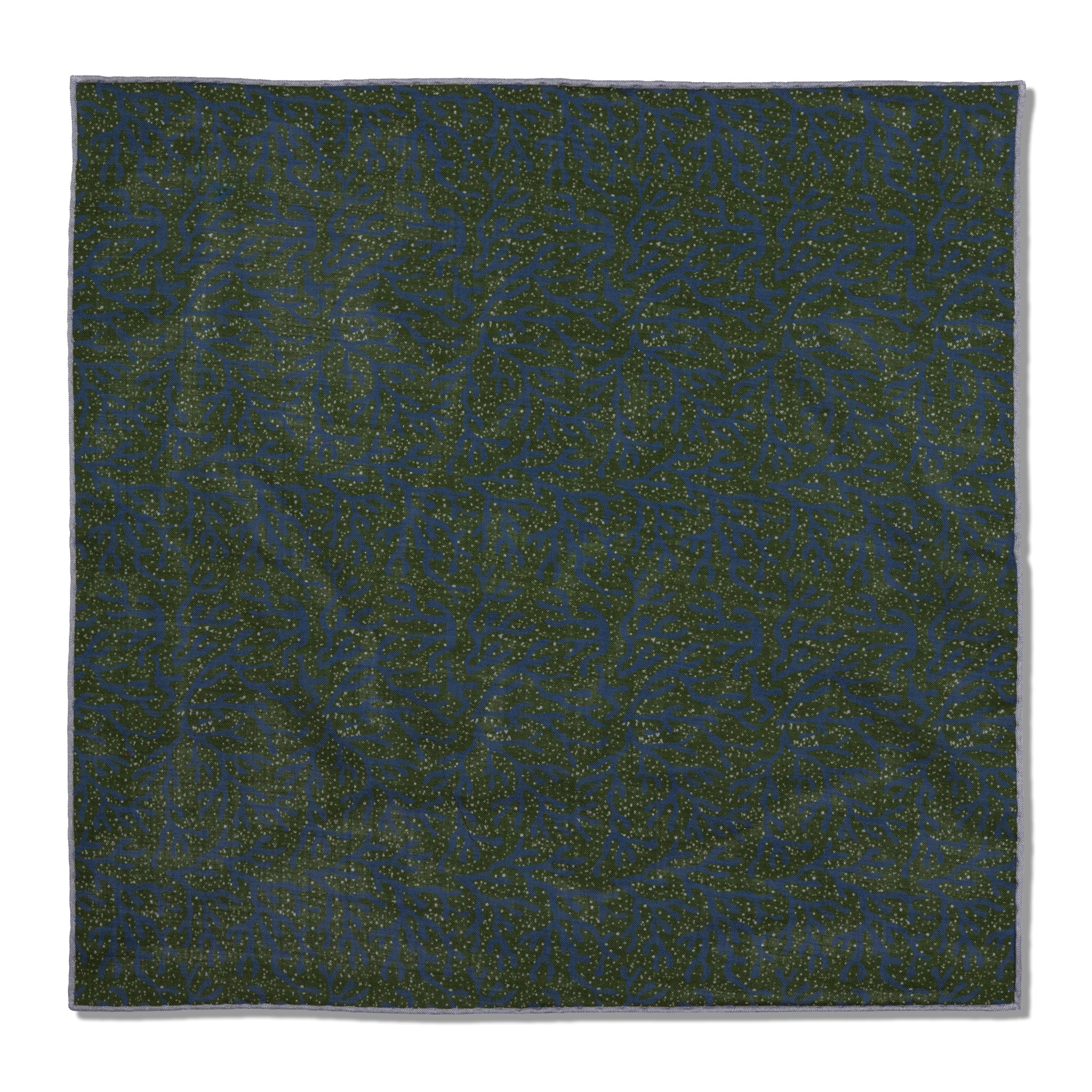 Pochette Bleu & Vert - Motif Corail - Laine & Soie