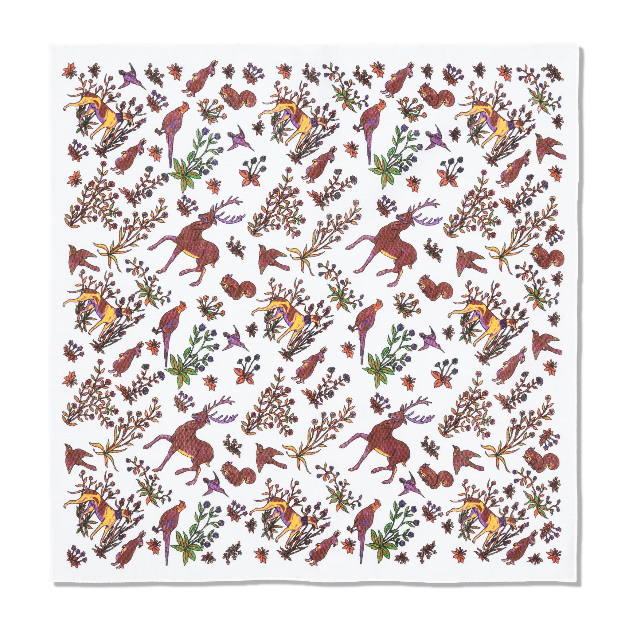 Einstecktuch beige und bordeaux - Tiermotiv - Wolle & Seide