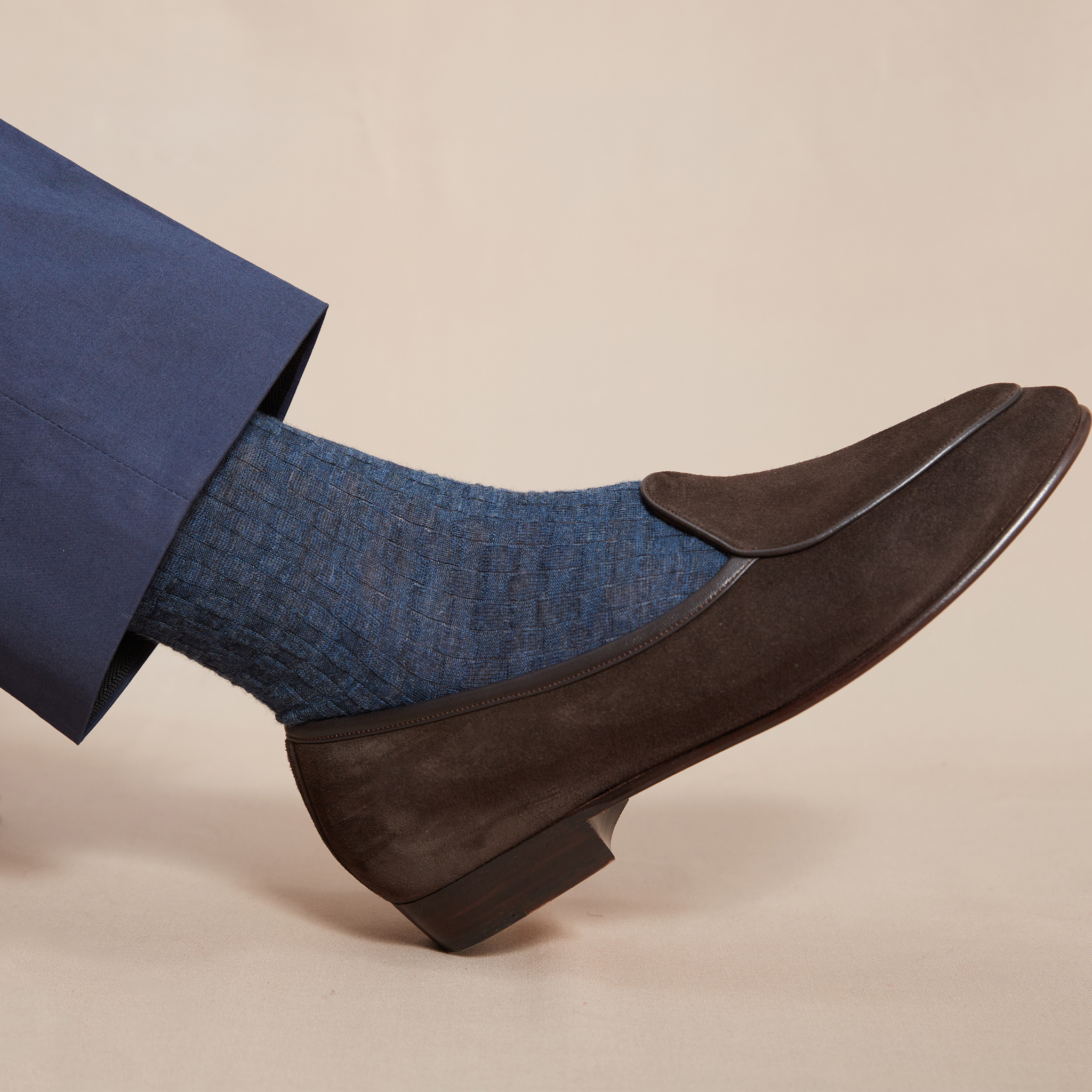 Bleu denim - Natté - Laine
