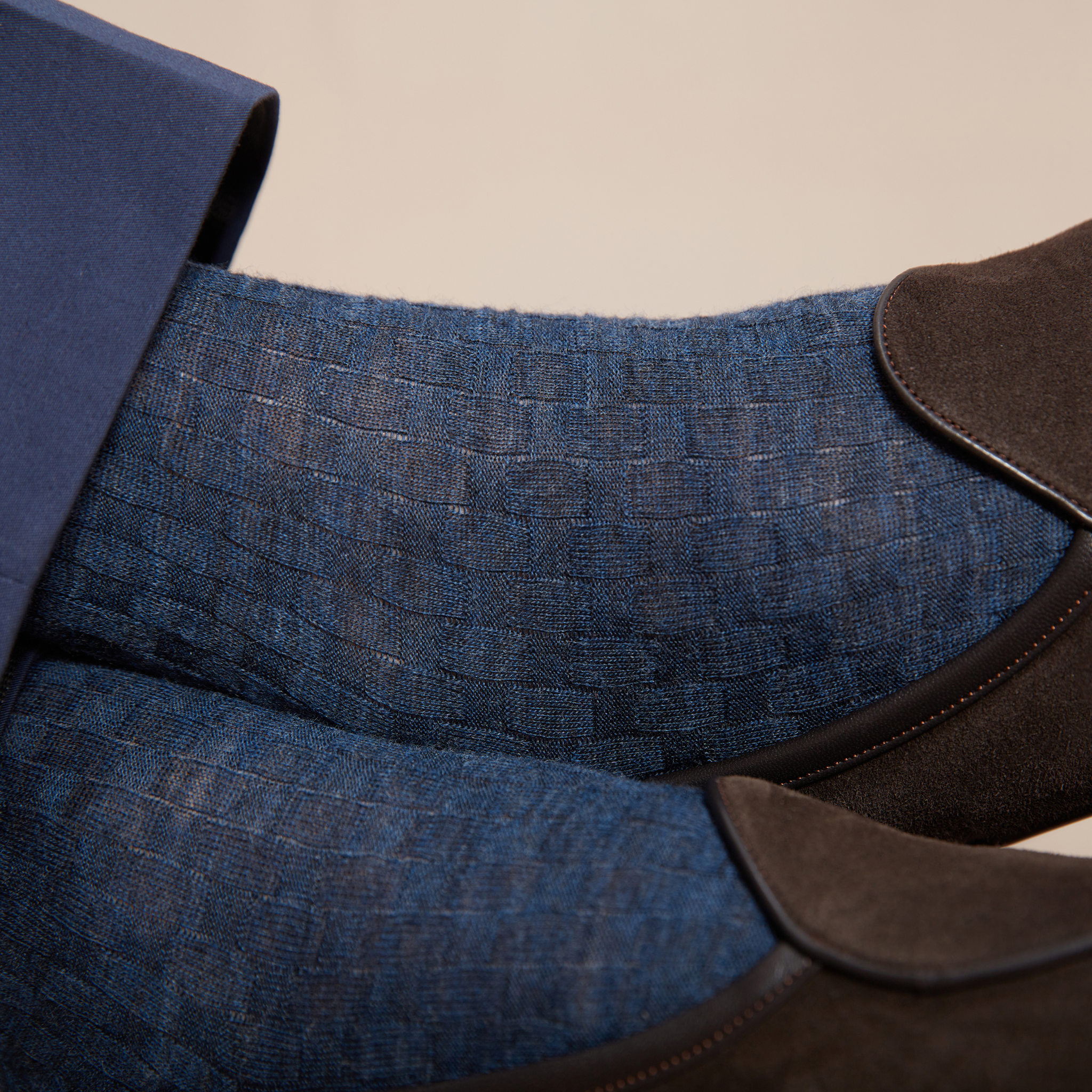 Bleu denim - Natté - Laine
