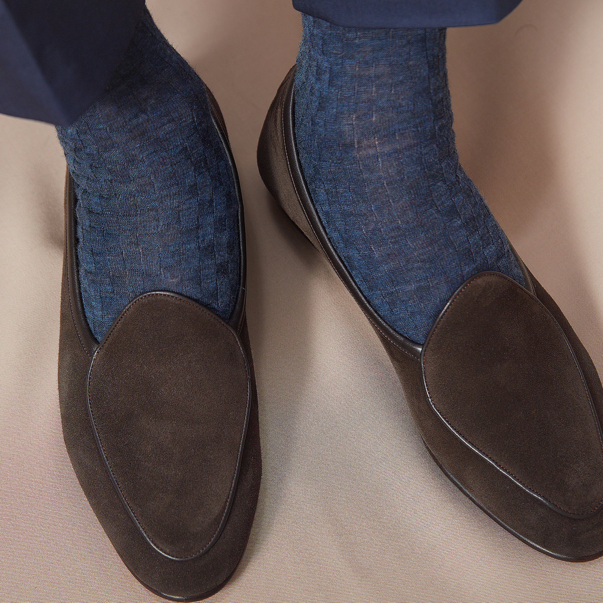 Bleu denim - Natté - Laine