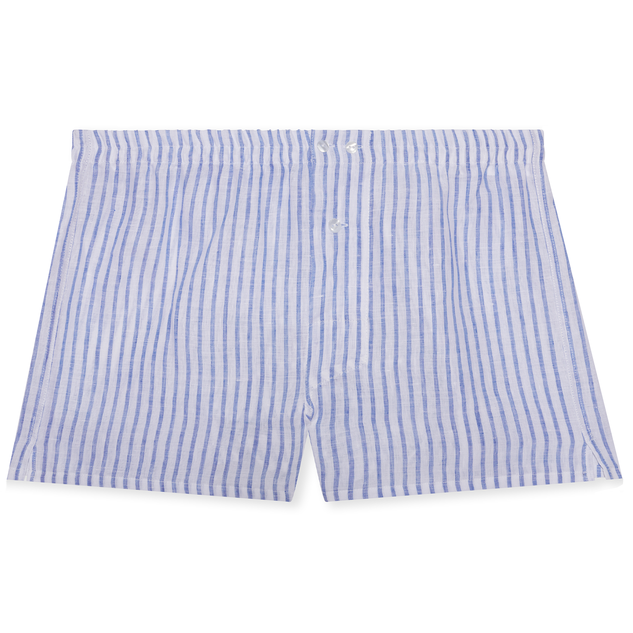 Caleçon Blanc rayé bleu - Lin
