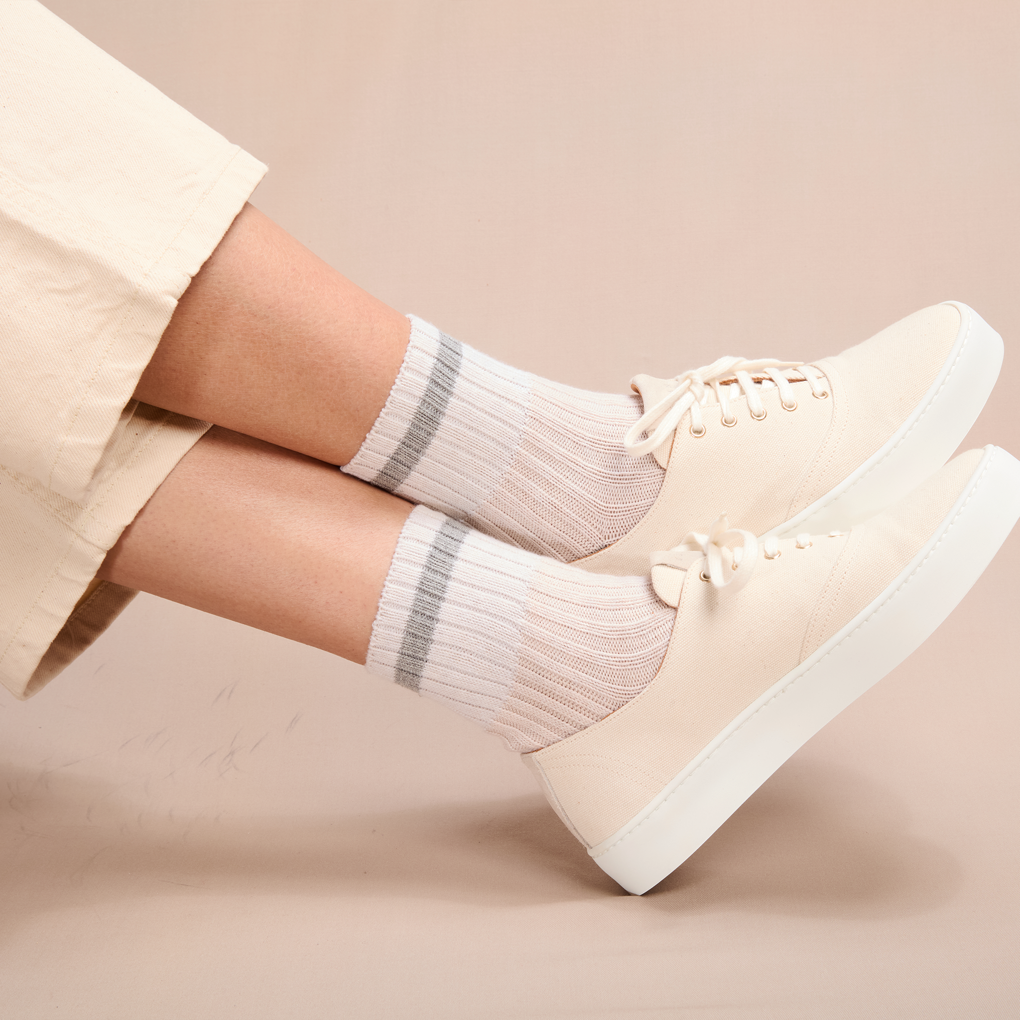 Beige & Grau - Streifen - Baumwolle