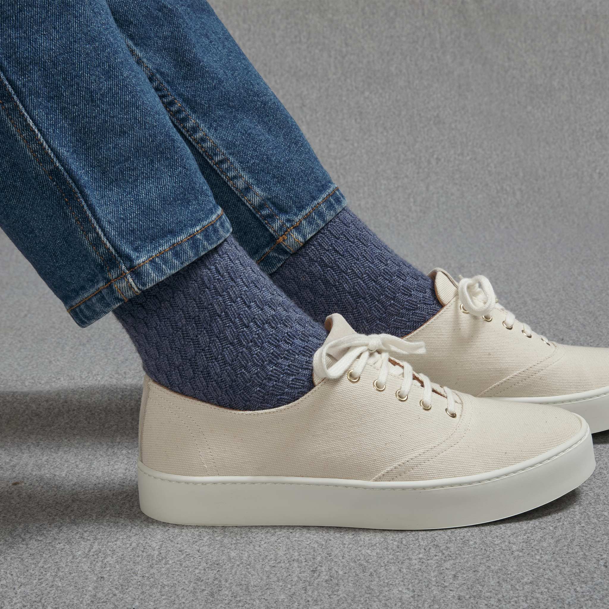 Blau denim - Geflochtene Wolle