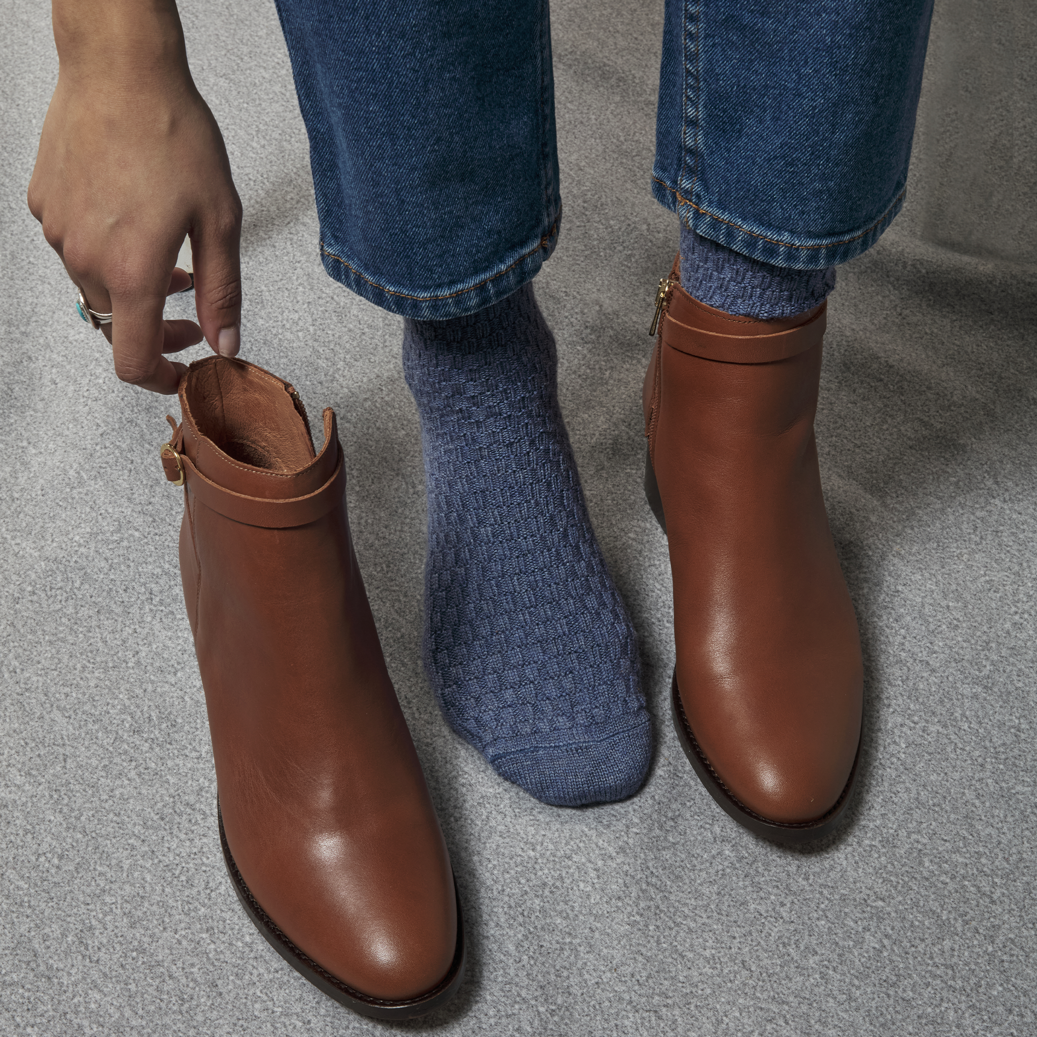 Blau denim - Geflochtene Wolle