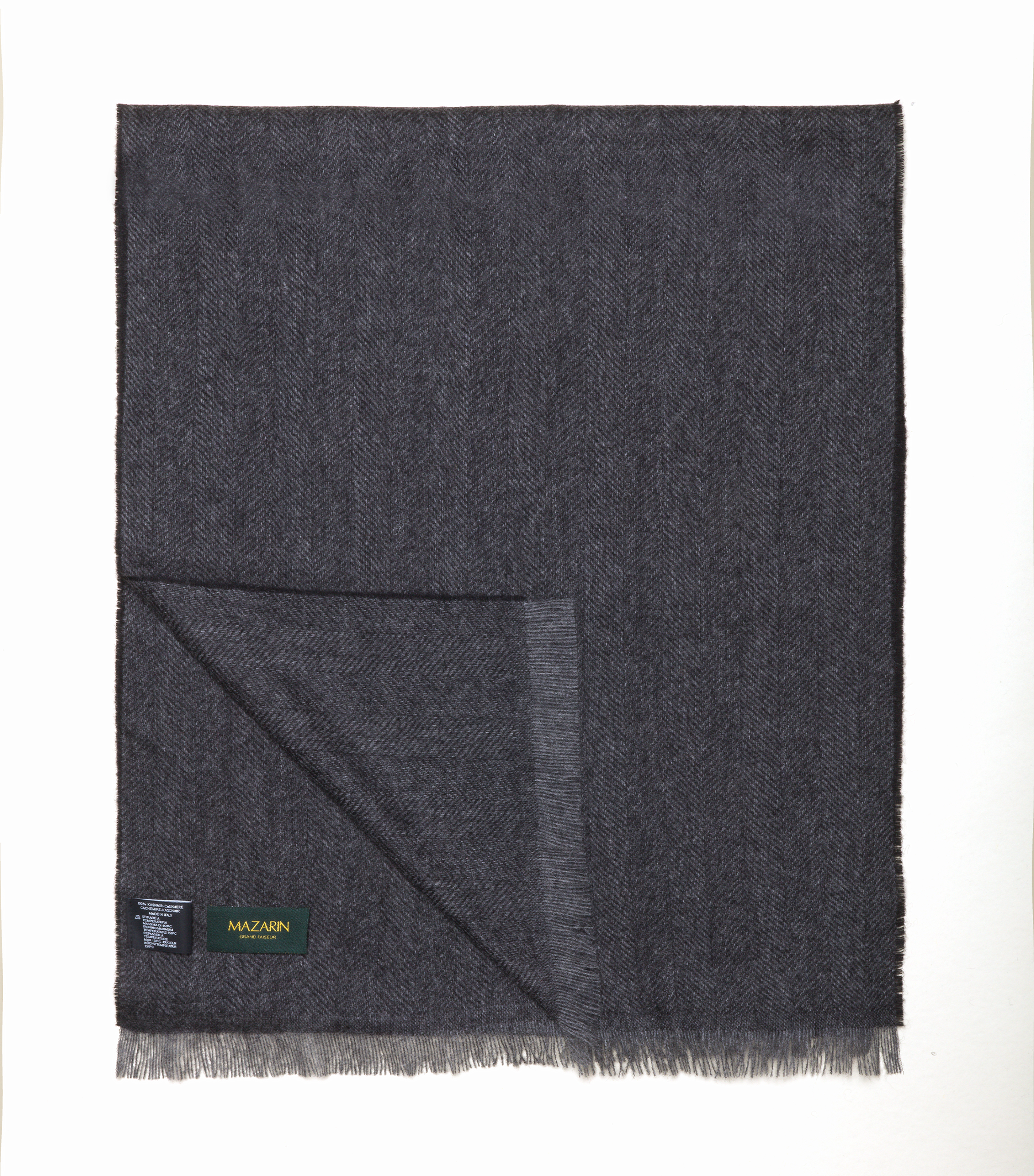 Écharpe 100% Cachemire - Chevrons - Anthracite & Gris