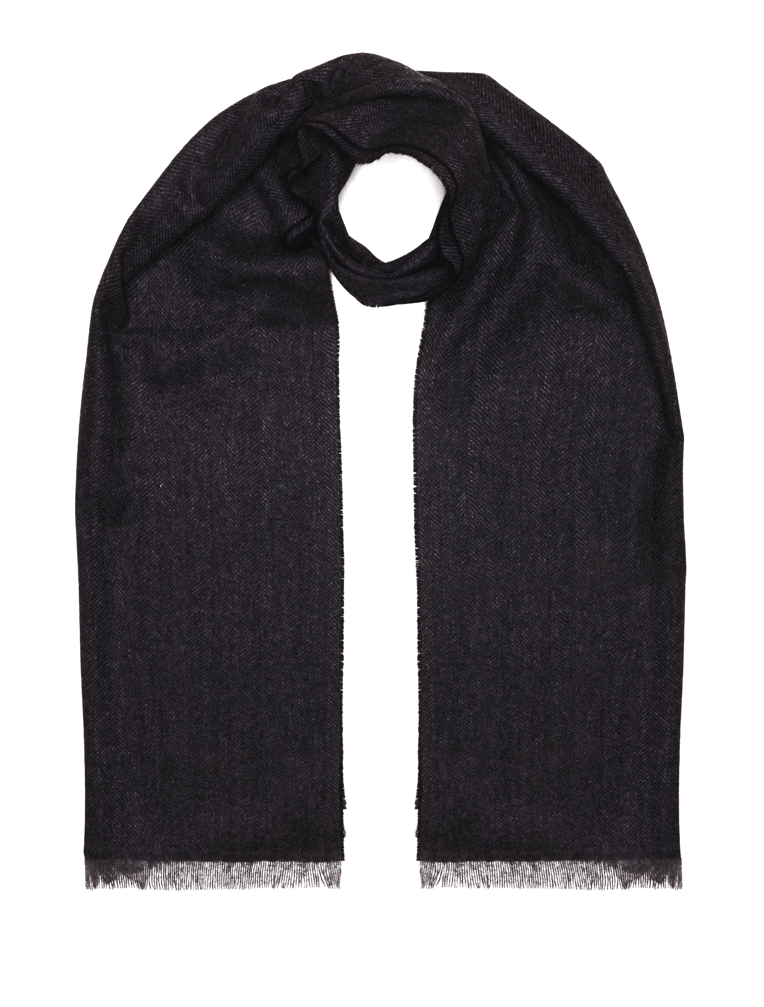 Écharpe 100% Cachemire - Chevrons - Anthracite & Gris