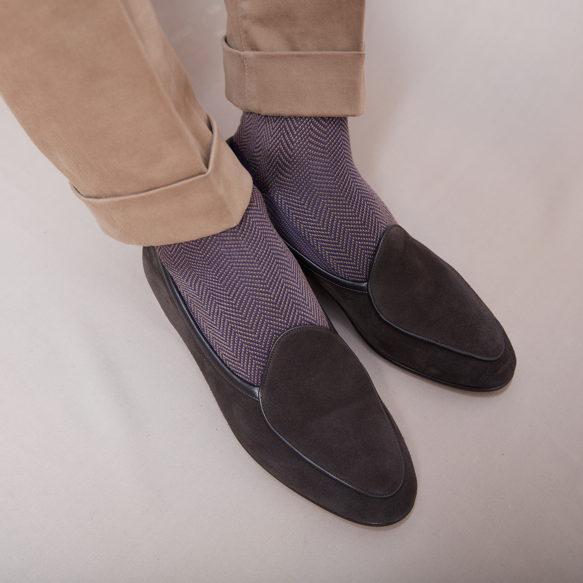 Violet & Beige - Chevrons - Super-solide fil d'Écosse