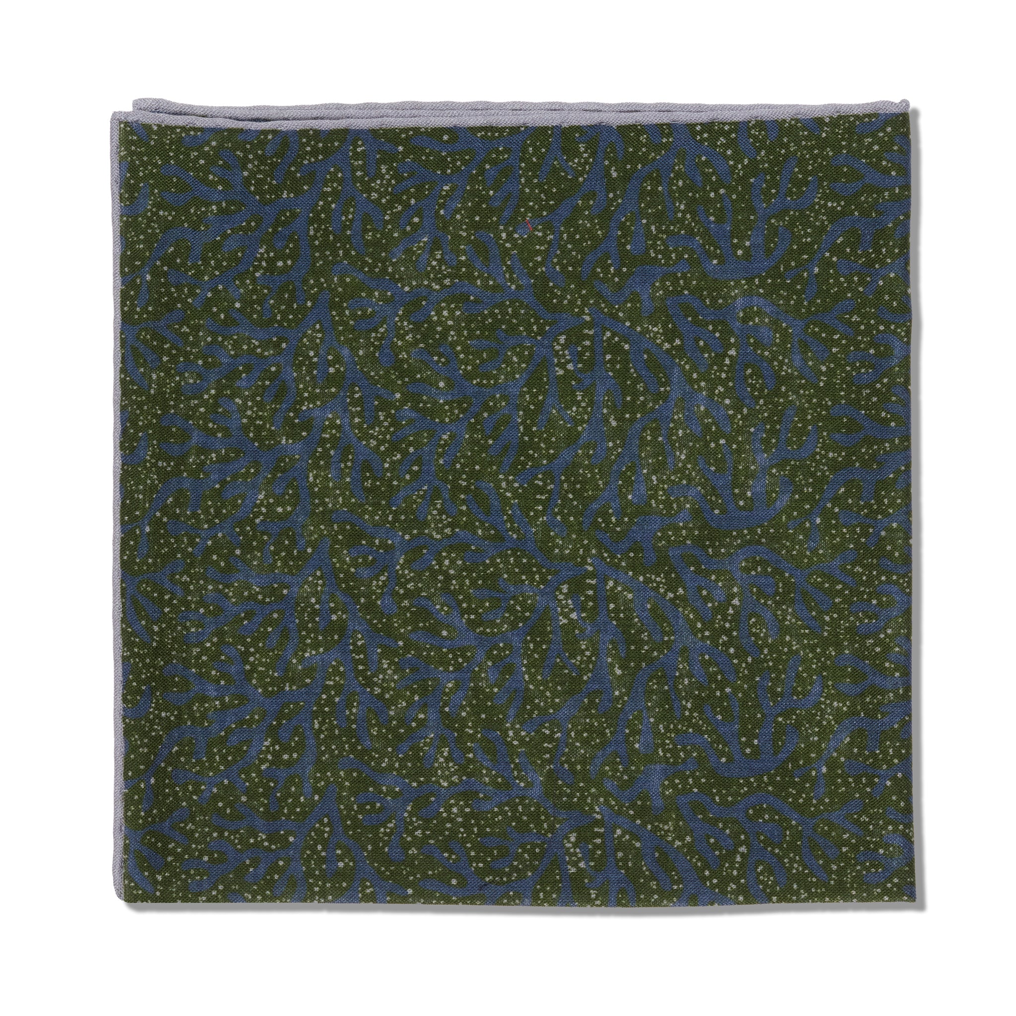 Pochette Bleu & Vert - Motif Corail - Laine & Soie