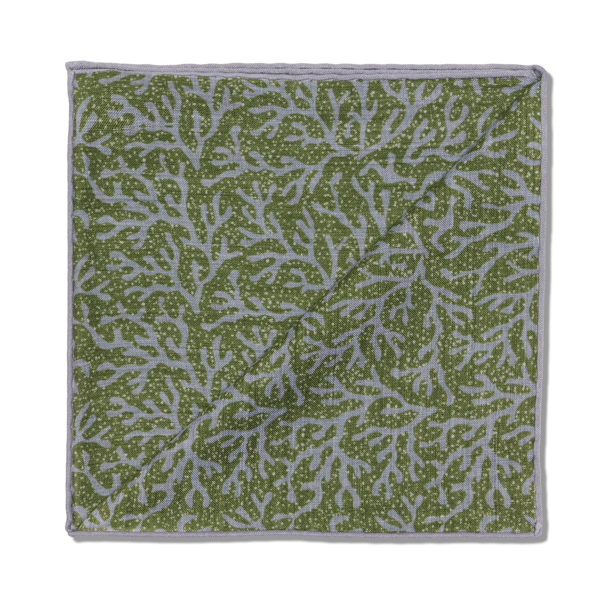 Pochette Bleu & Vert - Motif Corail - Laine & Soie