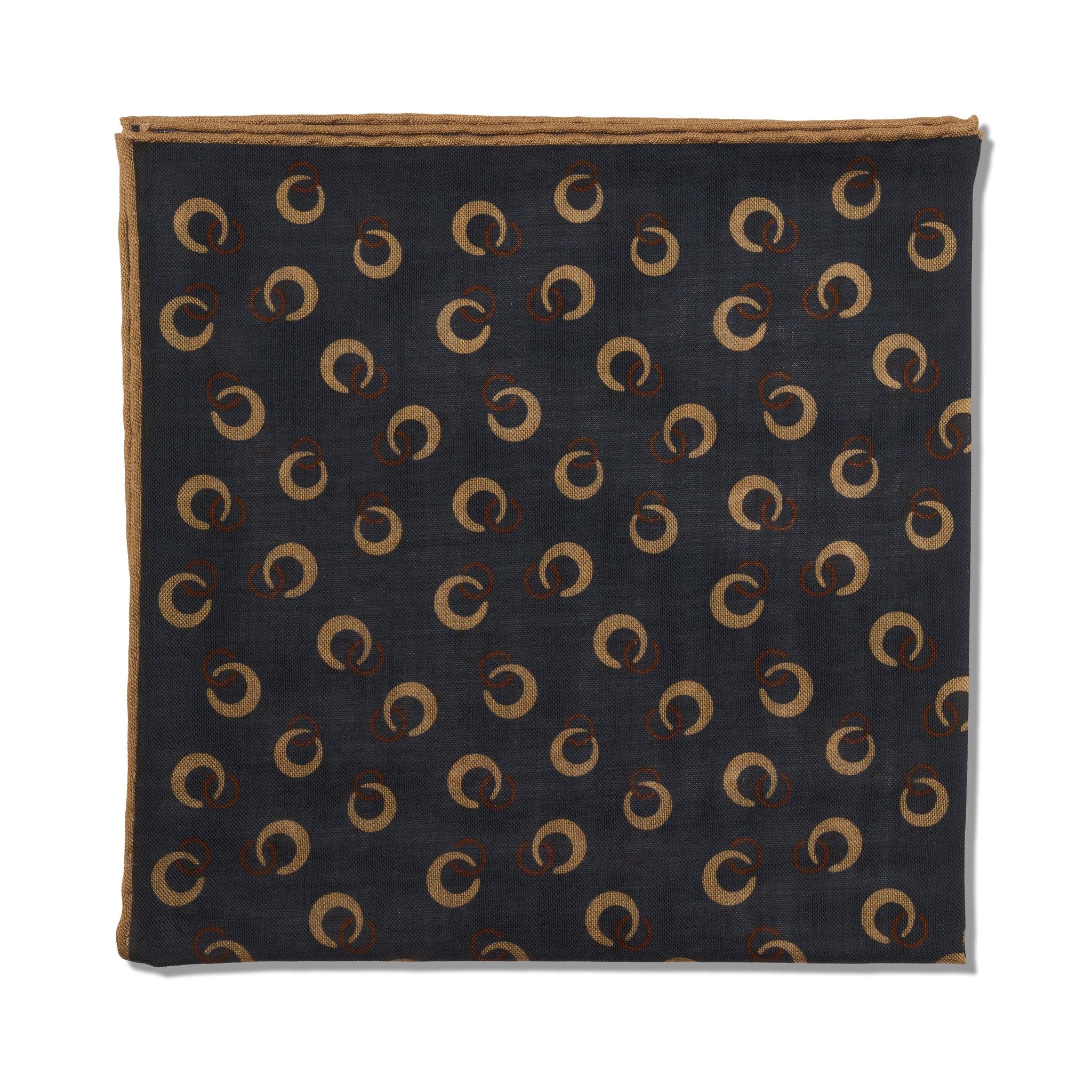 Einstecktuch Grau & Beige - Ringmotiv - Wolle & Seide