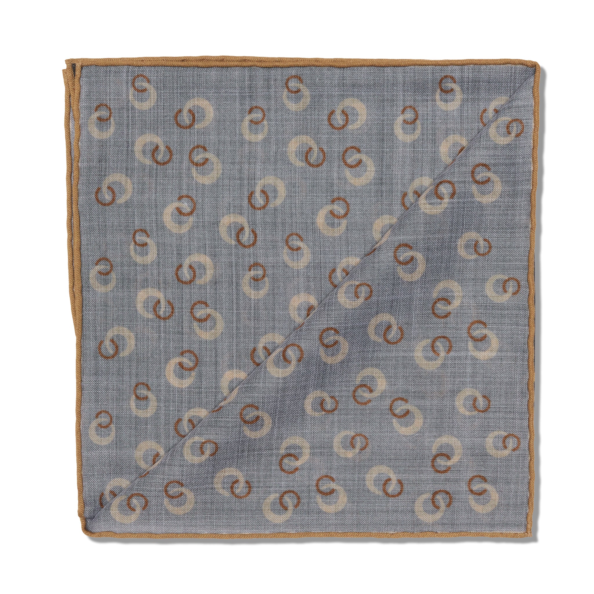 Einstecktuch Grau & Beige - Ringmotiv - Wolle & Seide