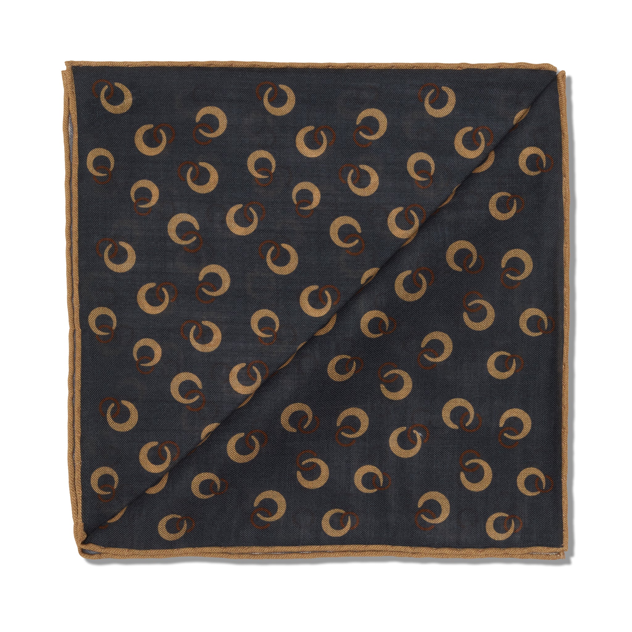 Einstecktuch Grau & Beige - Ringmotiv - Wolle & Seide