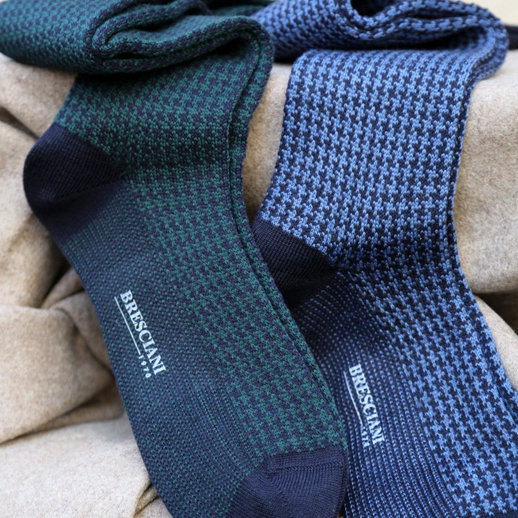 Marine & Bleu cobalt - Pied-de-poule - Laine