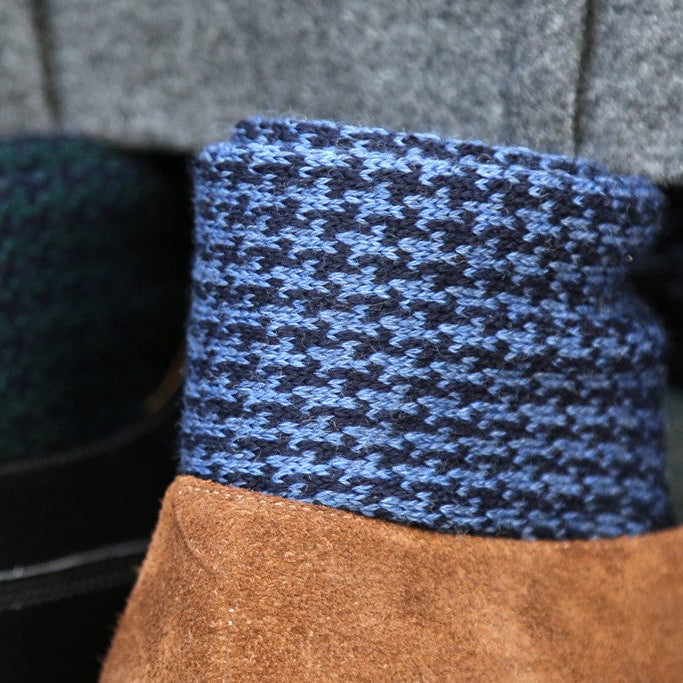 Marine & Bleu cobalt - Pied-de-poule - Laine