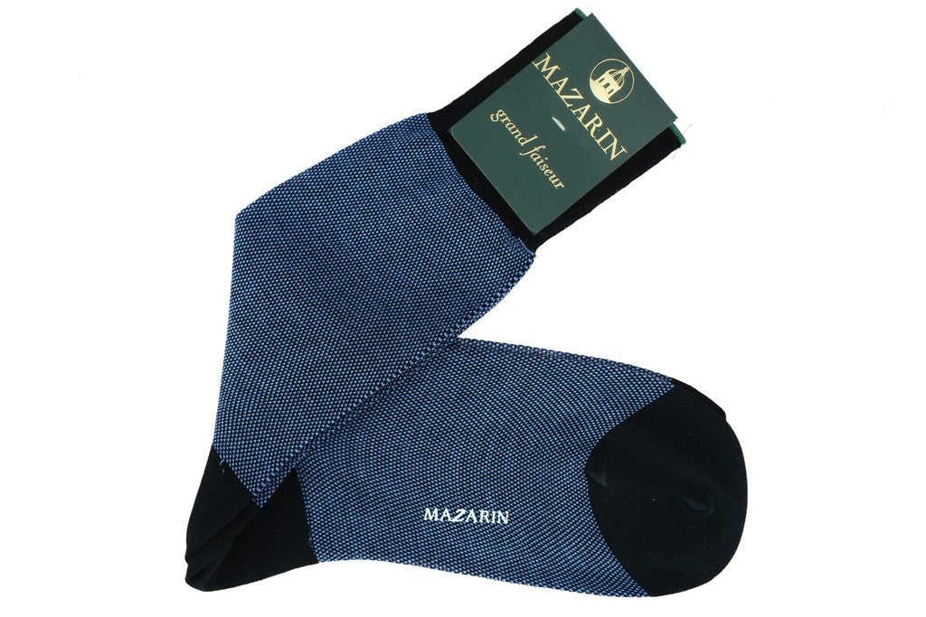 Socken | Marineblau & Himmelblau - Kaviar-Muster - Fil d'Écosse Baumwolle