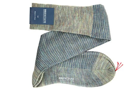 Mi-Bas | Beige & bleu - Pied-de-poule - Laine mérinos