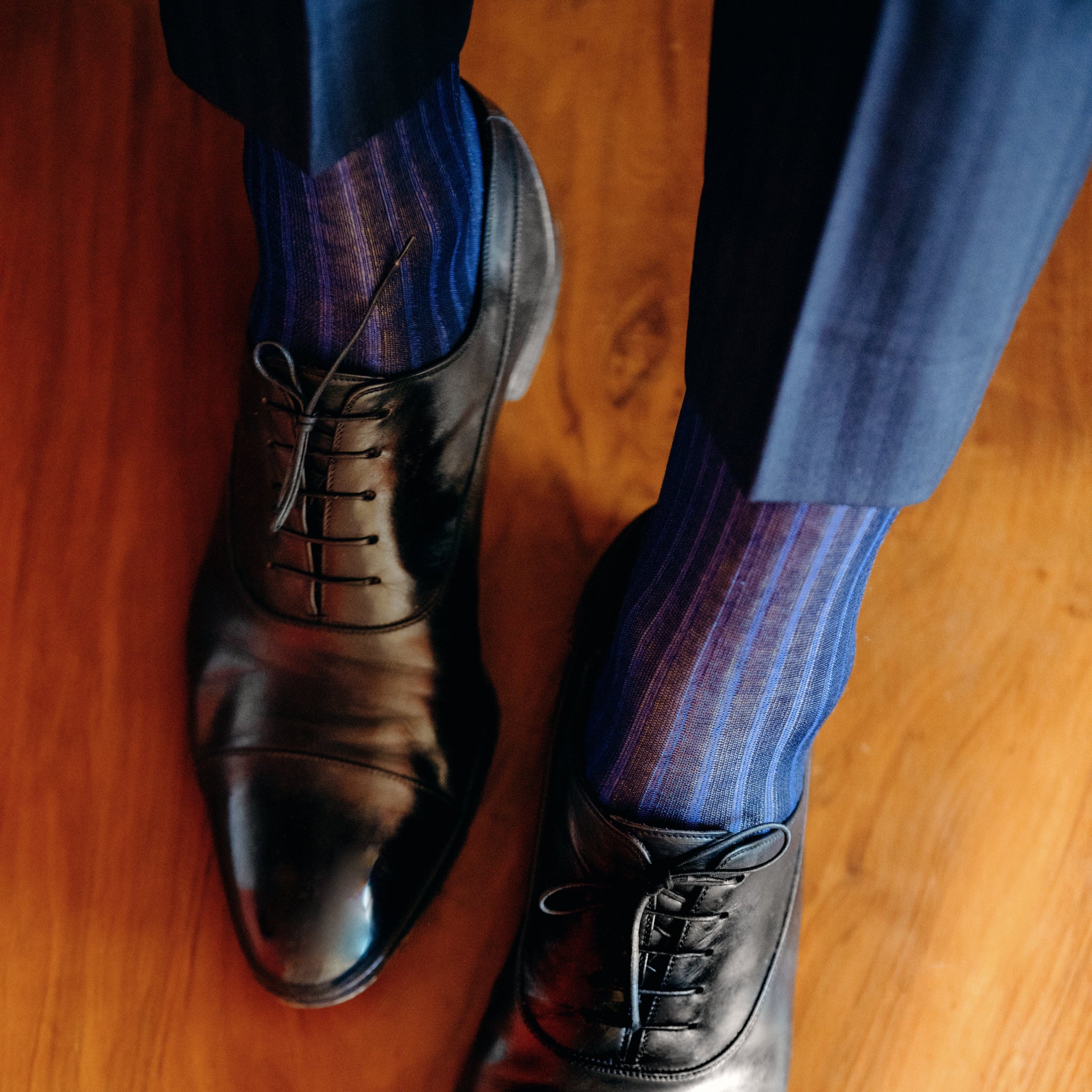 royal blue and black dress shoes Men's | Bold Derby Genuine Leather For Added Durability and Traction Country Of Origin Black & Blue Suede Loafers