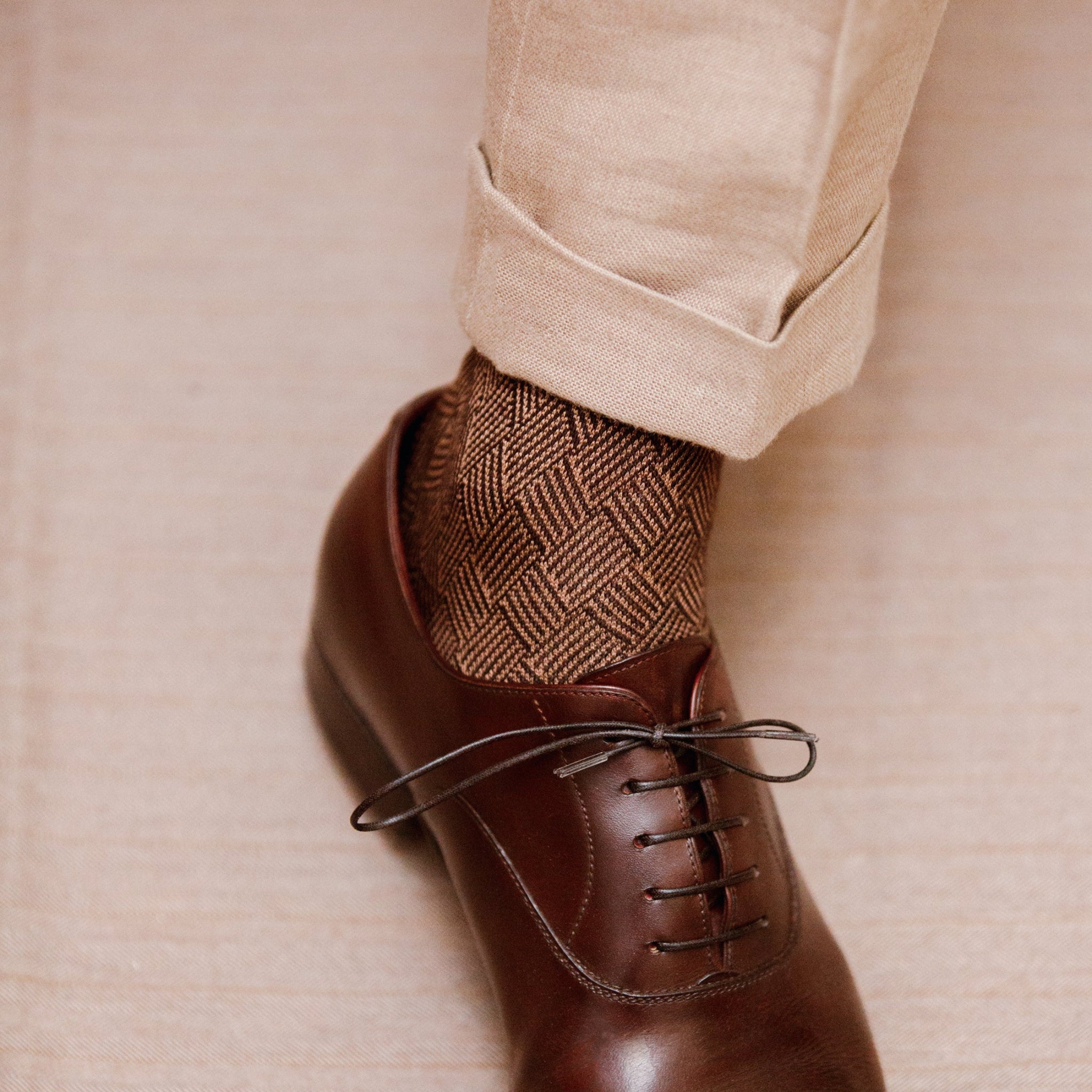 Marron & Beige foncé - Laine nattée