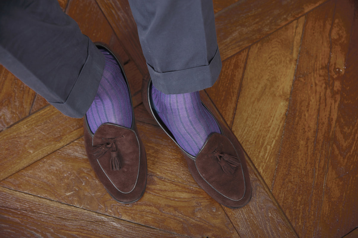 Knee-high | Ultramarine & Purple - Cotton Lisle