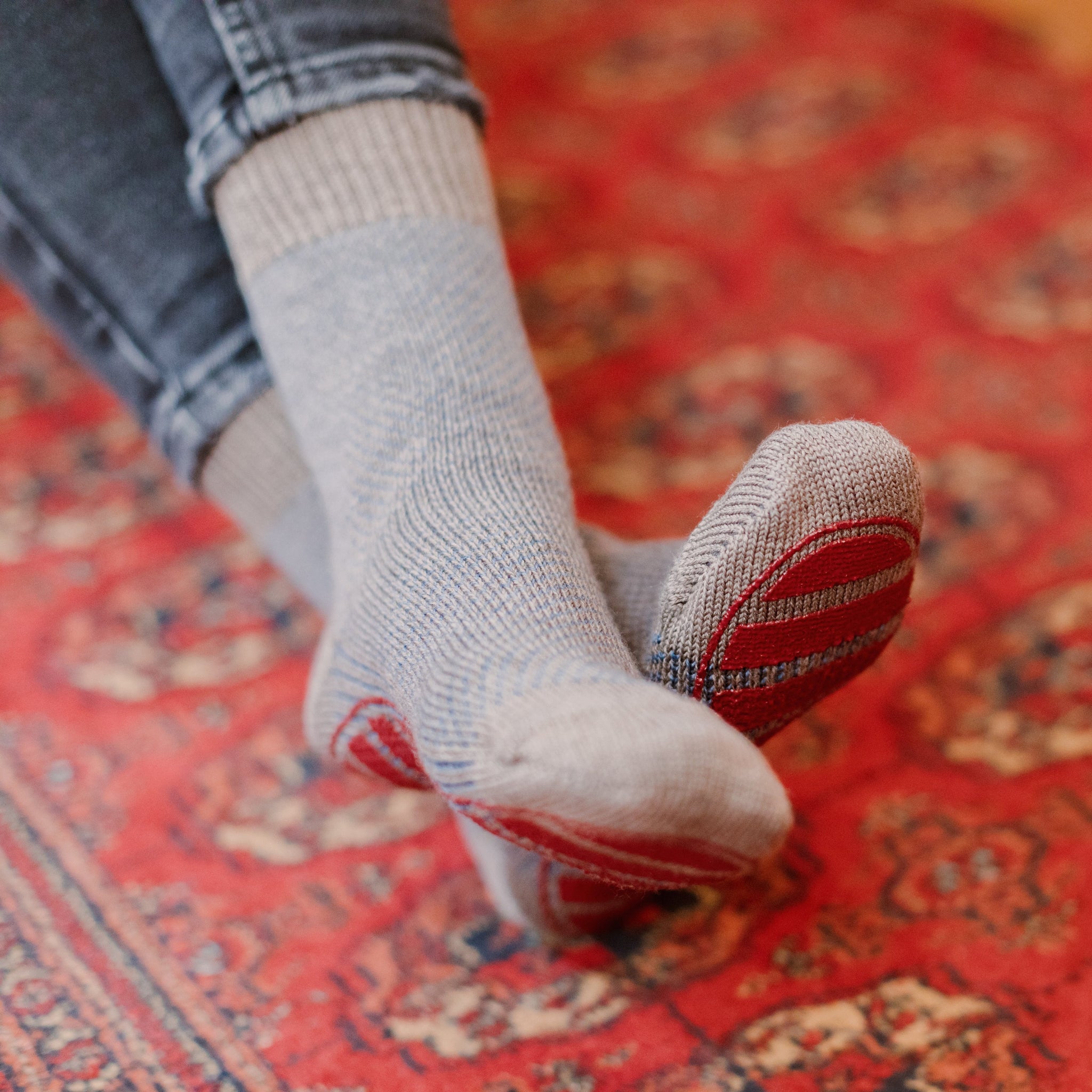 Chaussettes d'intérieur Taupe - Laine