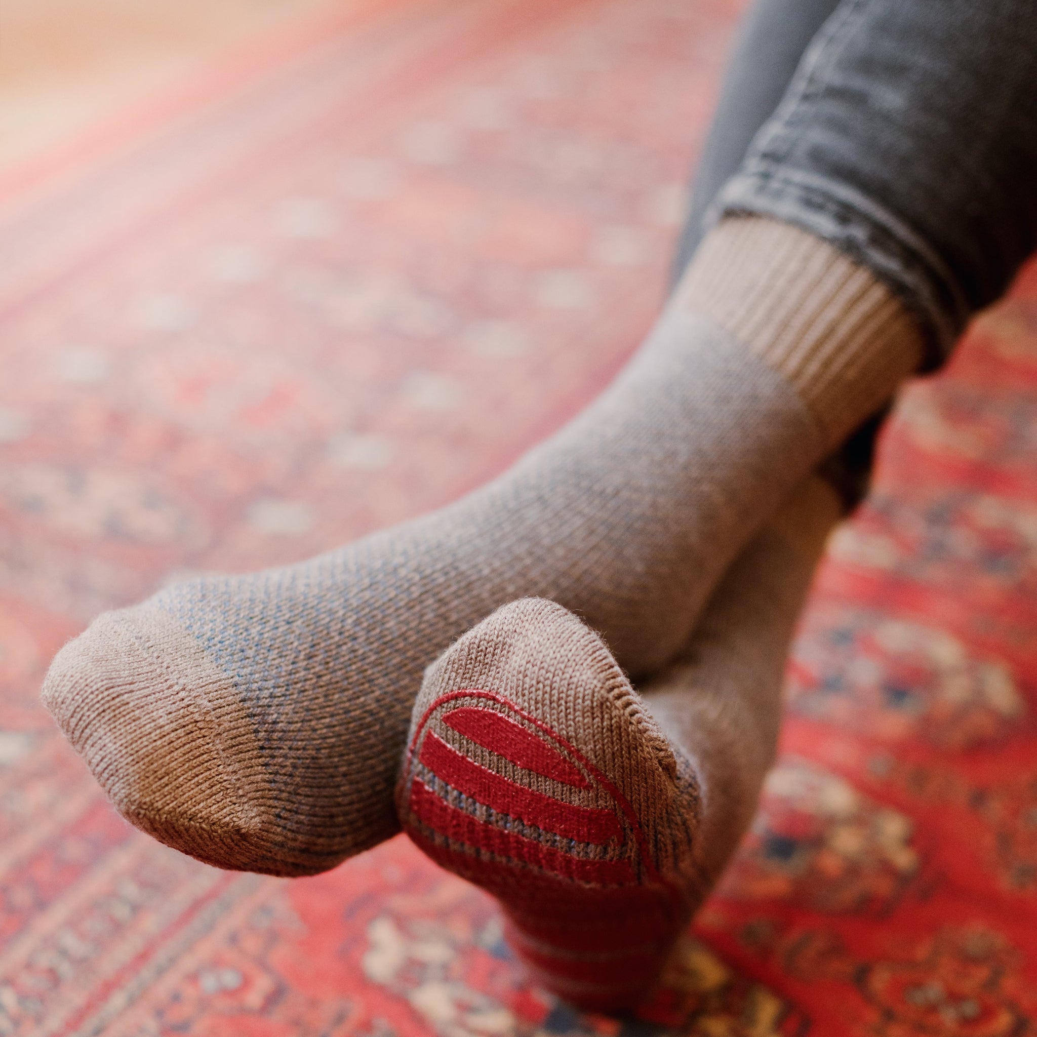 Chaussettes d'intérieur Taupe - Laine
