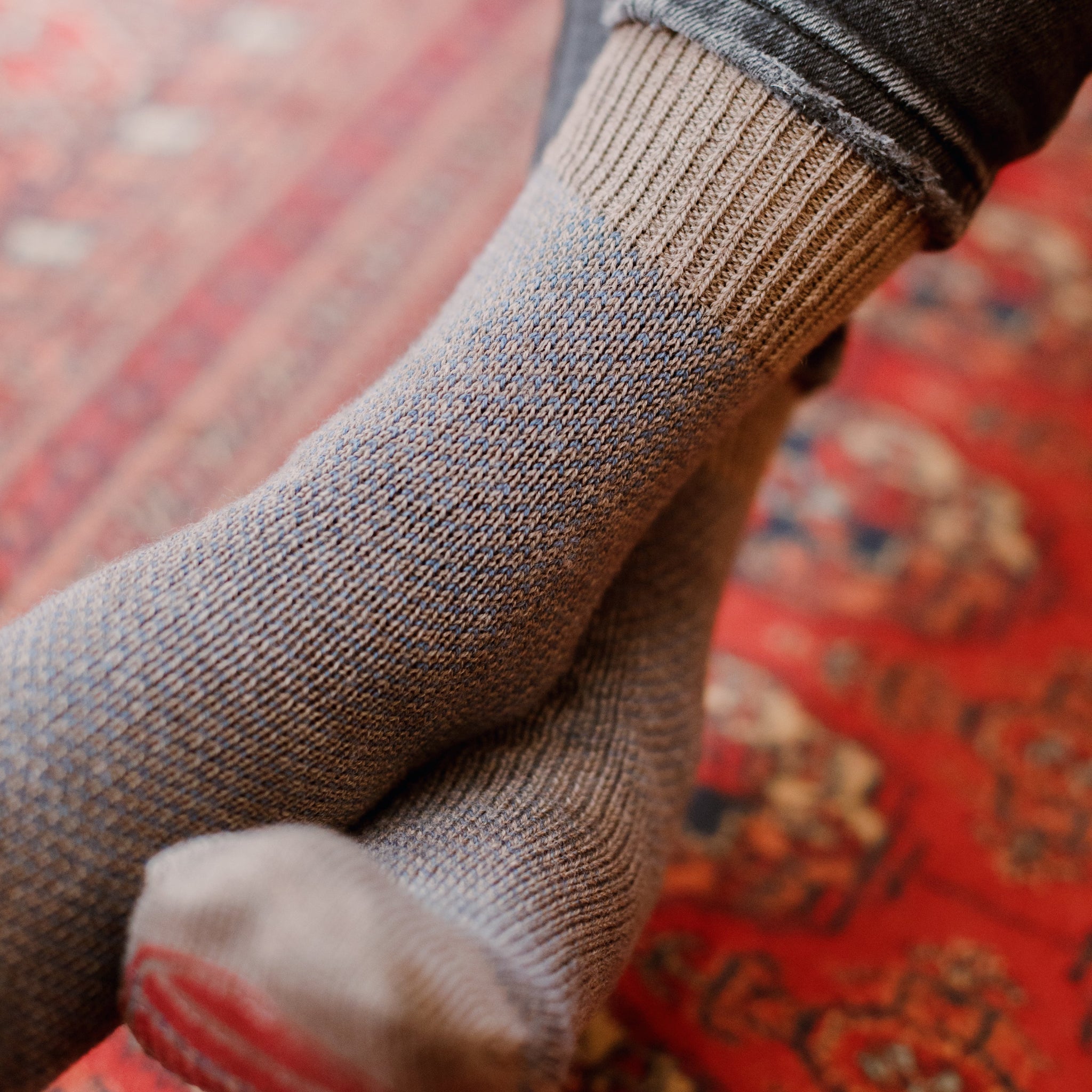 Chaussettes d'intérieur Taupe - Laine