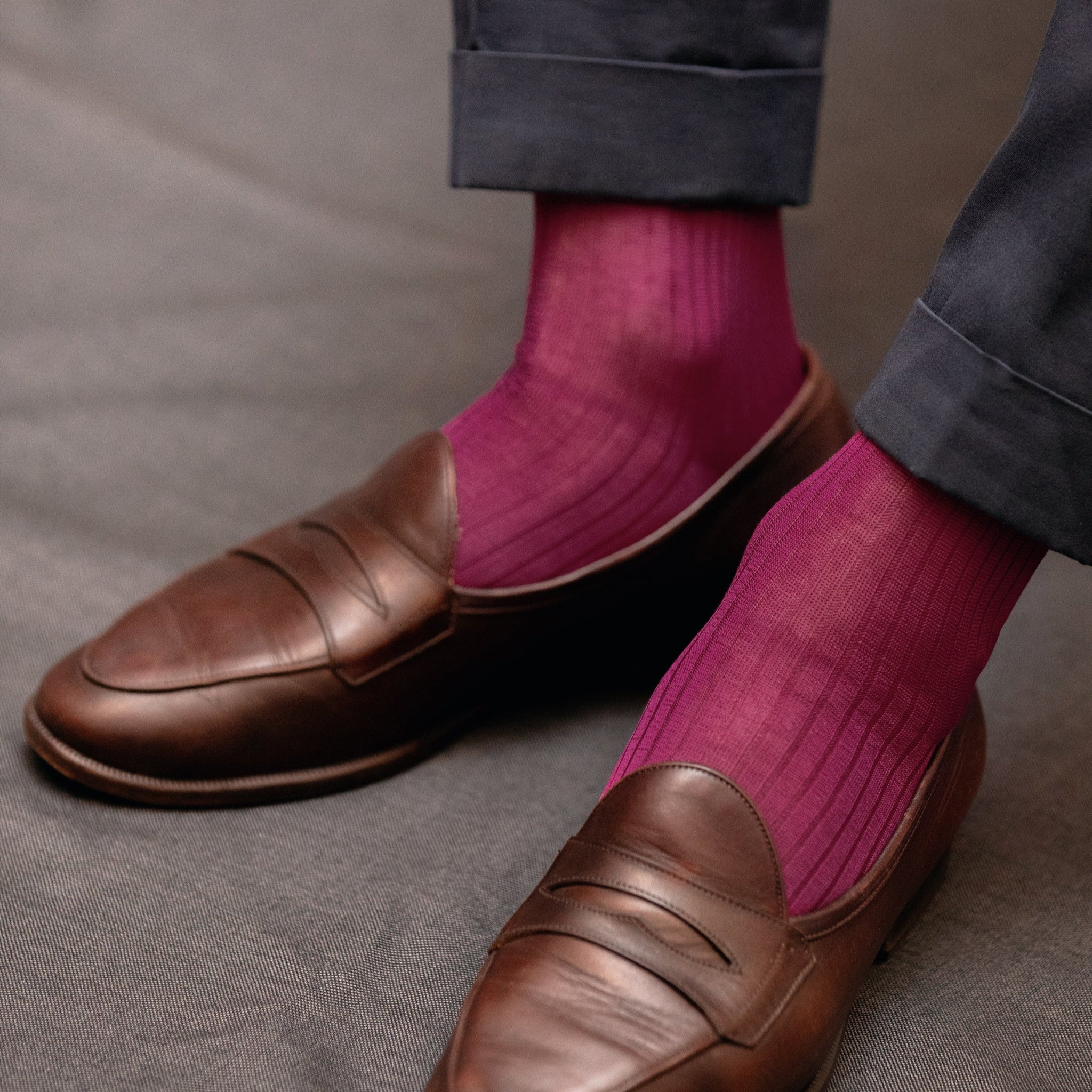 Short purple socks - 100% Cotton lisle - Gammarelli