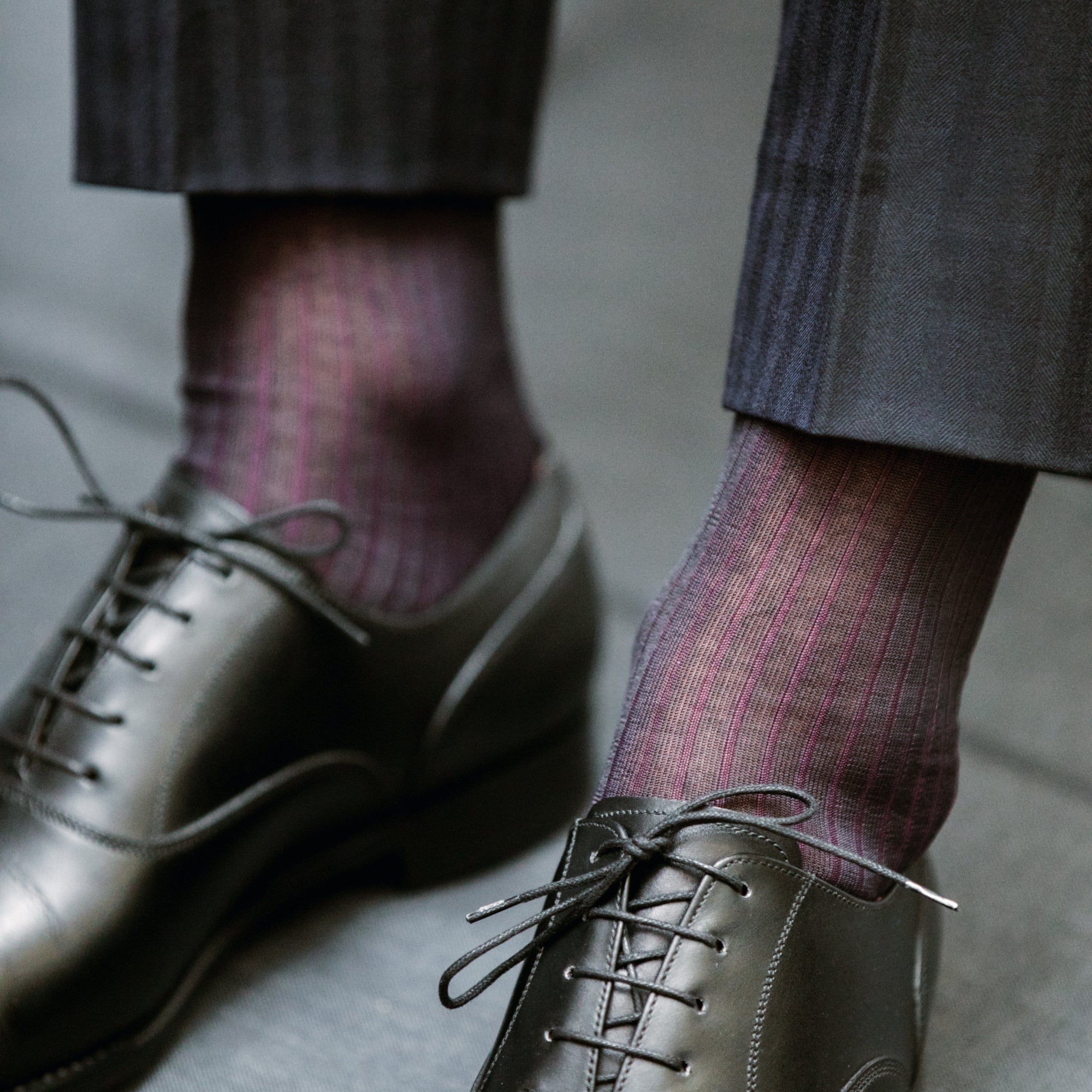 Gris anthracite & Aubergine - Fil d'Écosse